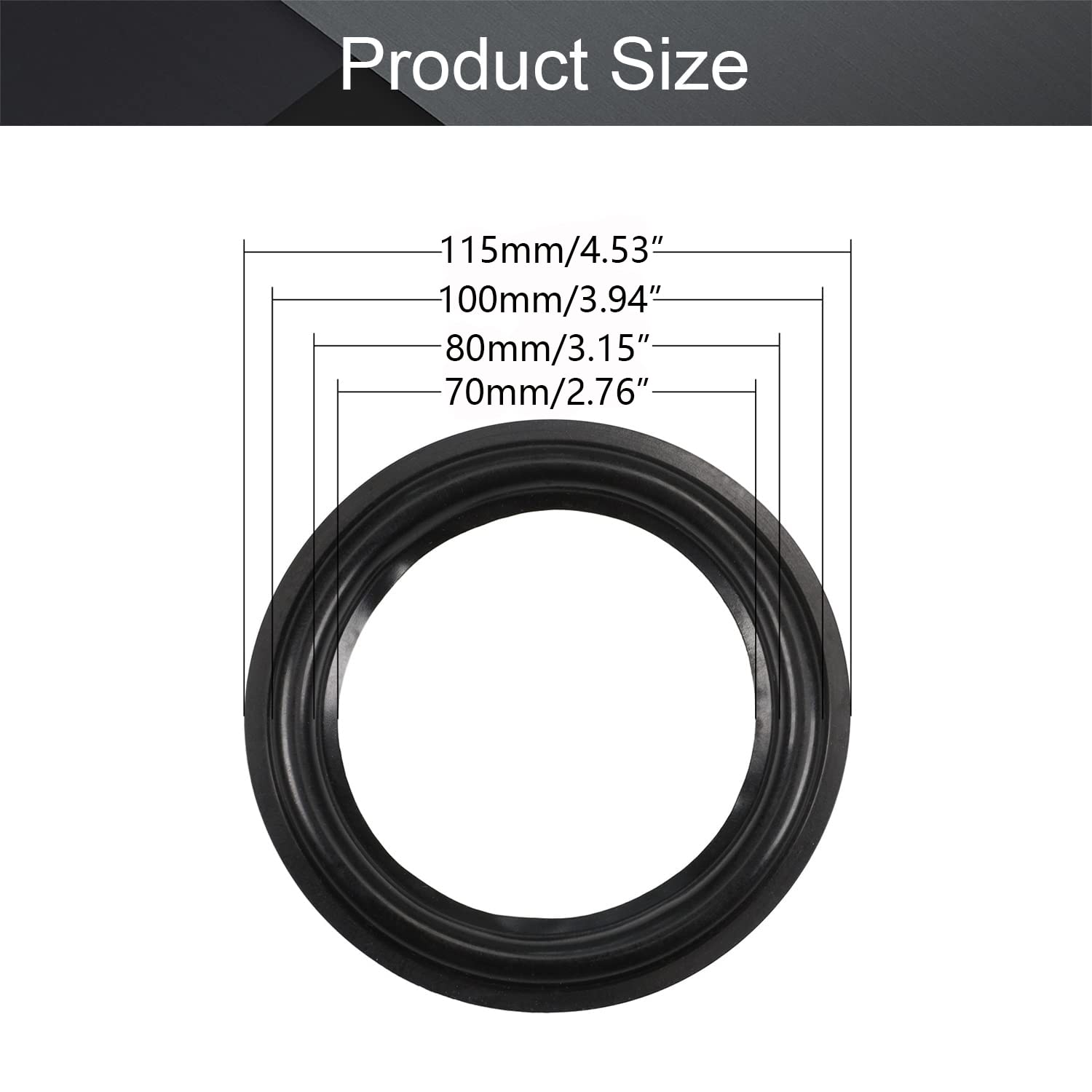 Fielect 4.5inch/115mm Speaker Rubber Edge Surround Rings - 2pcs Replacement Parts for Speaker Repair, DIY Audio Projects | Perfect for Home Theater, Car Audio & Studio Monitor Speaker Repairs