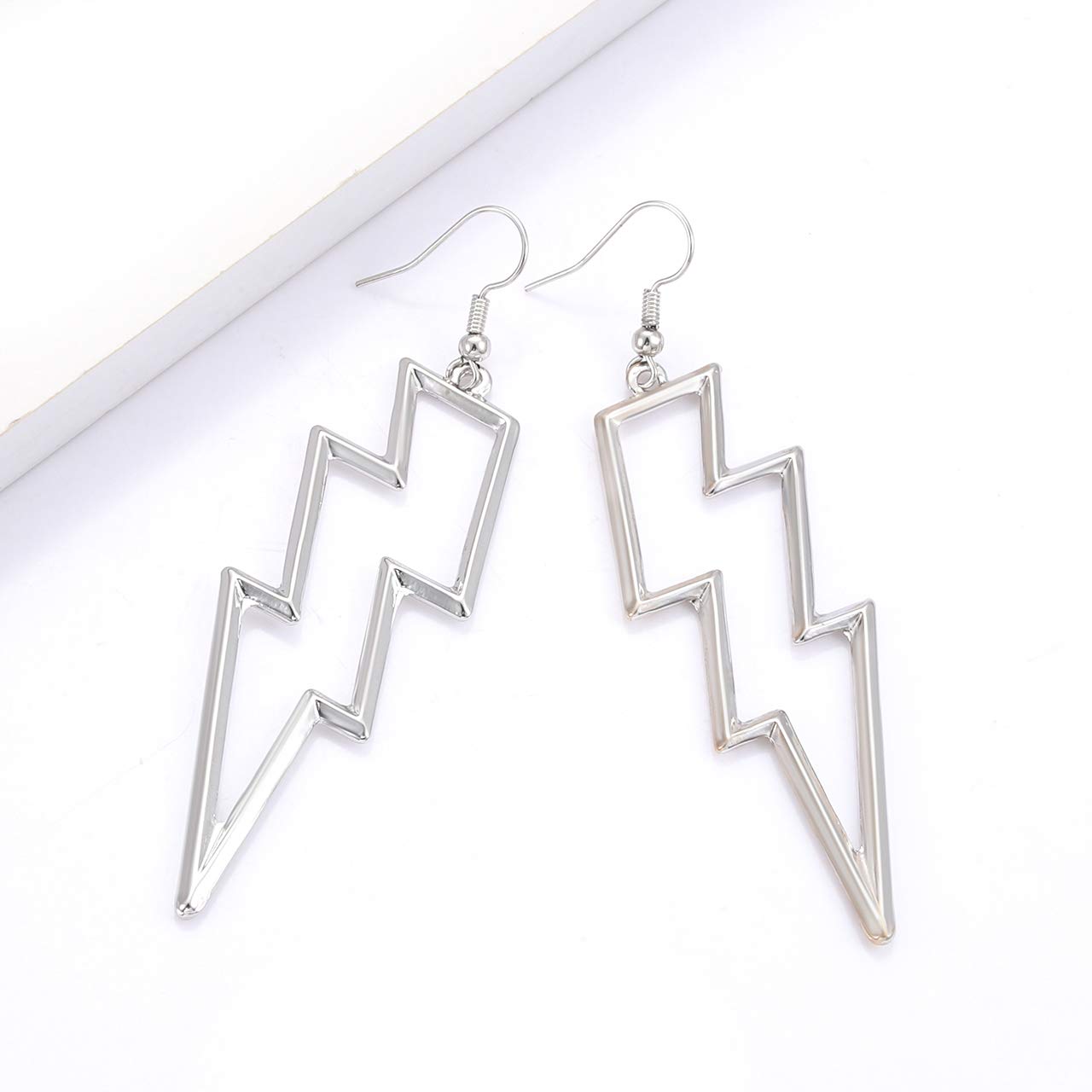 Lightning Bolt Drop Dangle Earrings for Women - Punk Fashion Statement Jewelry with Thunder Hook Design - Perfect for Parties, Concerts and Gothic Outfits