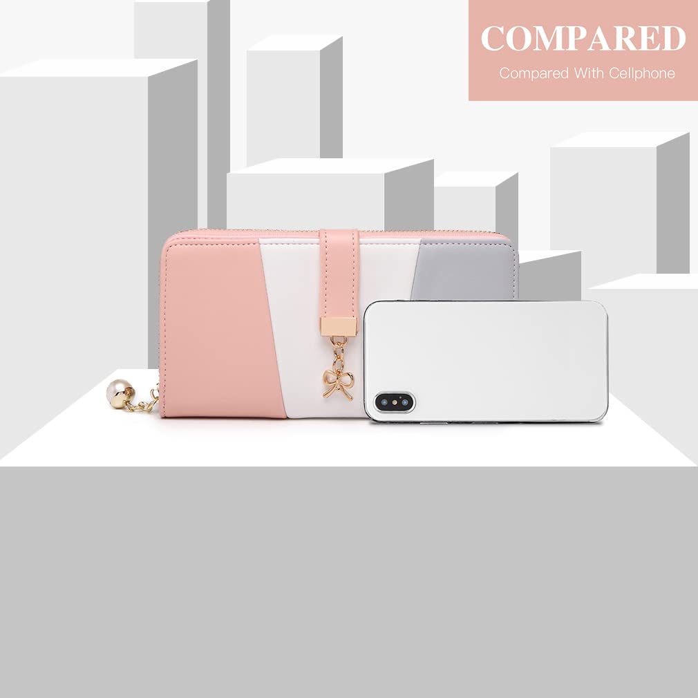 Miss Lulu Women's Tri-Color Long Wallet Clutch Purse - Roomy Capacity & Stylish Design for Everyday Use, Travel & Special Occasions
