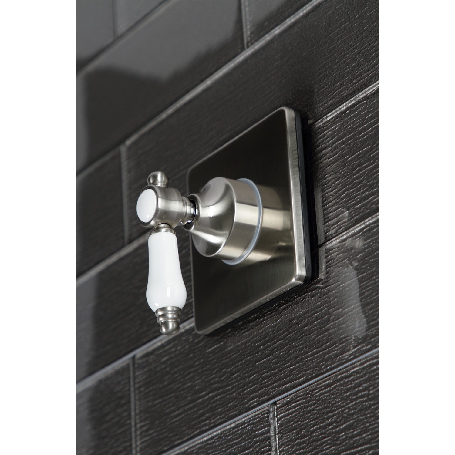 Bel Air KS3048BPL Single Handle 3-Way Diverter Valve with Square Trim Kit in Brushed Nickel Finish - Perfect for Bathroom & Shower Faucet Upgrades