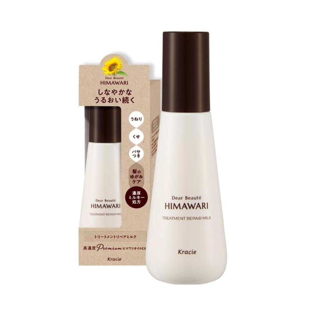Kracie Dear Beaute Himawari Hair Treatment Repair Milk 120ml - Sunflower Extract for Damaged Hair Repair & Nourishment - Perfect for Daily Hair Care & Salon-Quality Treatment at Home