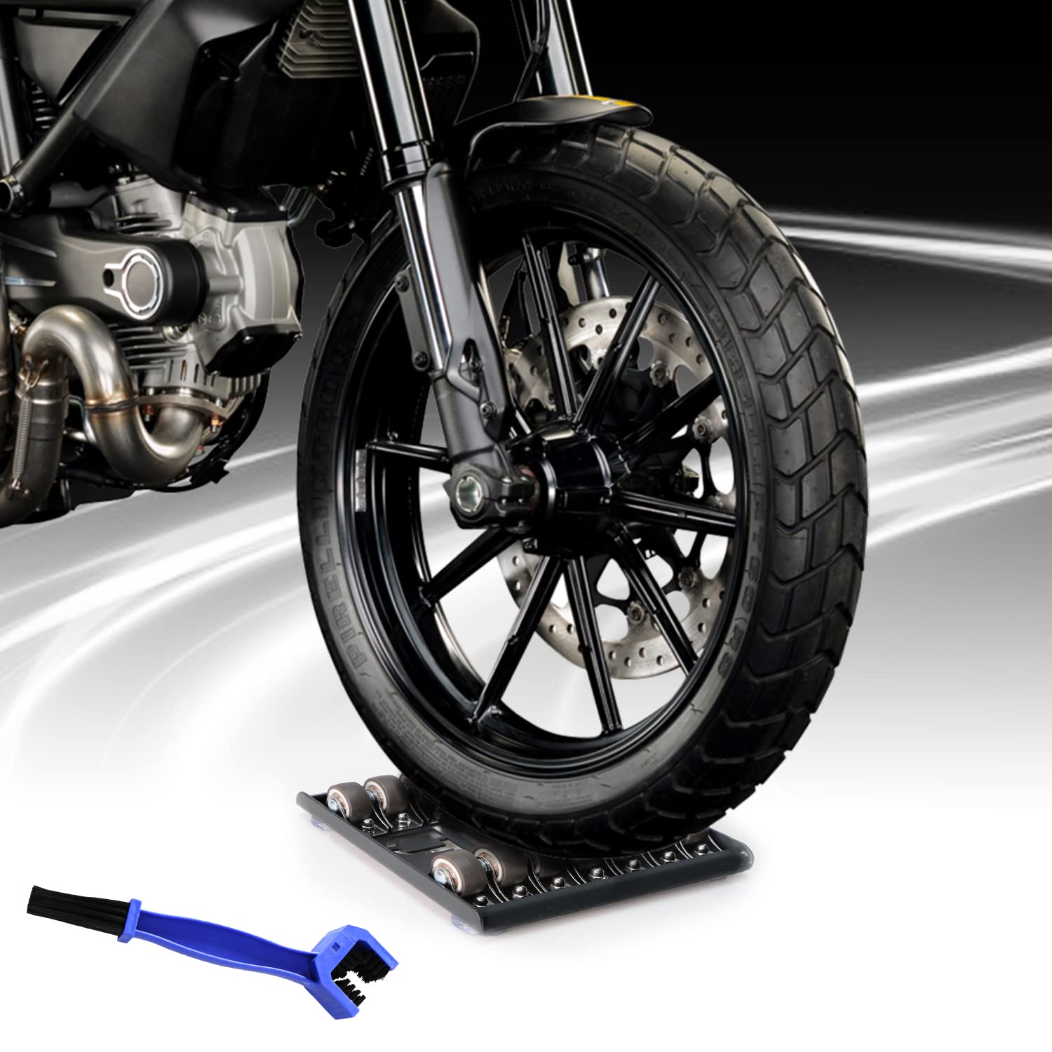 **Asko Aoyupe Black Heavy-Duty Motorcycle Wheel Cleaning Stand - Slip-Resistant Paddock Stand Replacement for Tire Cleaning & Chain Lubrication - Portable Bike Stand for Motorcycles Under 600 lbs - Ideal for Garage Maintenance & DIY Bike Care**