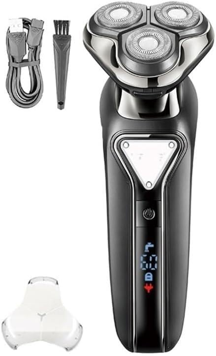 Men's Electric Shaver - Waterproof Wet/Dry Rechargeable Beard Trimmer with LCD Display for Smooth Shaving at Home, Travel & Gym