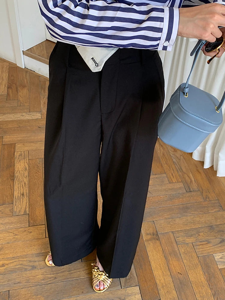 Women's High Waist Patchwork Asymmetrical Wide Leg Pants - Autumn Casual Minimalist Solid Trousers for Female | Perfect for Office Wear, Weekend Outings & Fall Fashion