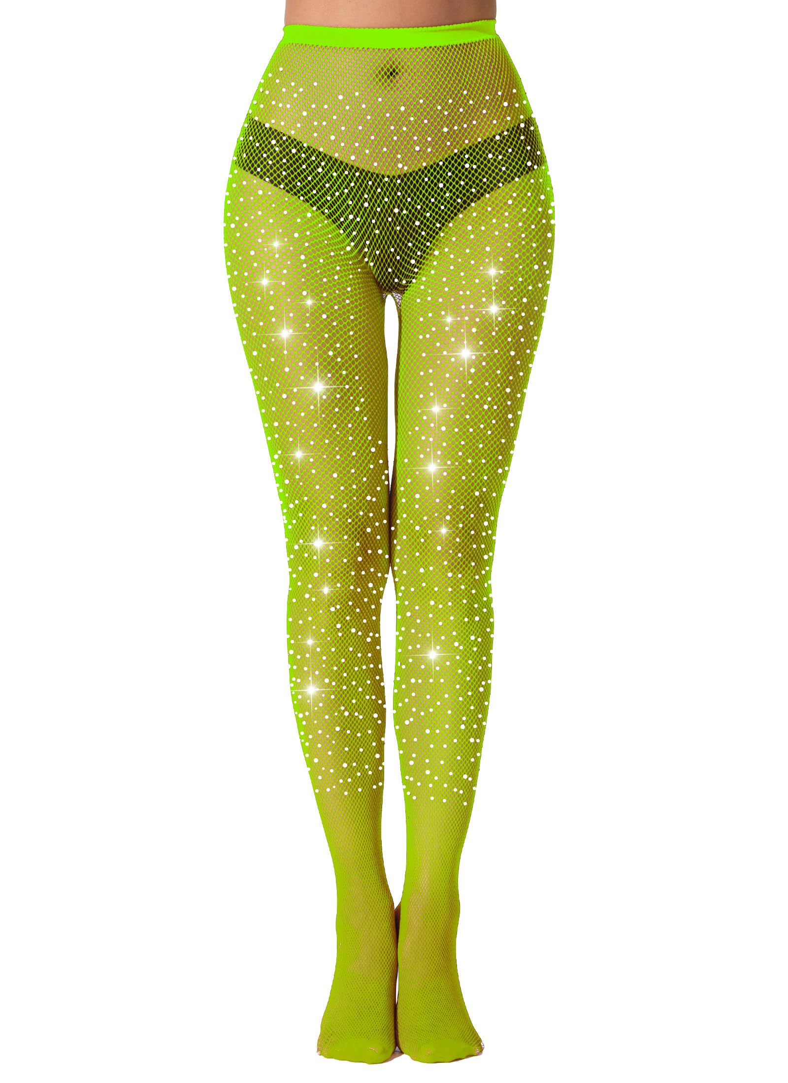 Sparkly Rhinestone Fishnet Stockings for Women - High Waist Sexy Jeweled Tights, Perfect for Parties, Halloween, Cosplay & Nightclub Outfits