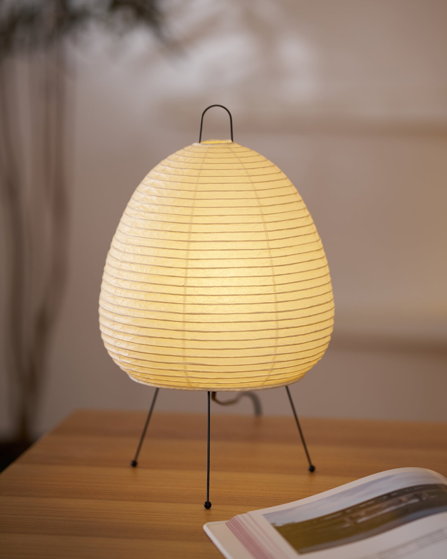 Japanese Akari Paper Table Lamp - Handmade Shoji Style Lighting for Bedroom, Living Room & Office - Warm Ambient Light for Relaxation & Decor