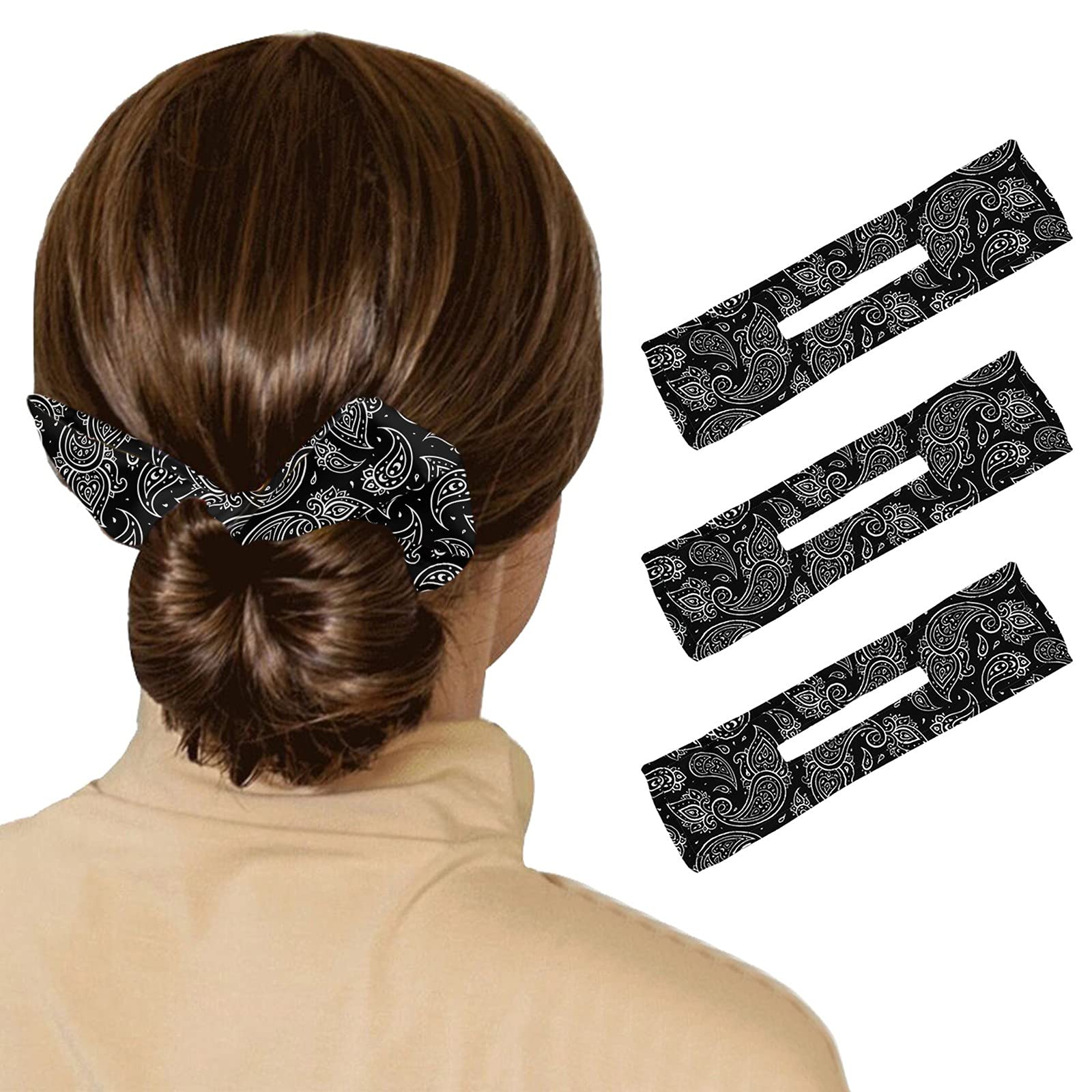 GTKINGD Black Headbands for Women - 3 Pack Retro Print Hair Bands for Women & Girls, Fashion Hair Accessories for Workout, Yoga, Sports & Daily Wear