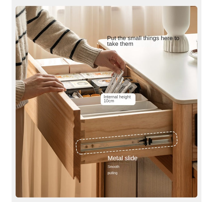 Solid Oak Wood Kitchen Island with Extendable Table and Retractable Cutting Board - Perfect for Small Kitchens, Dining, and Food Prep