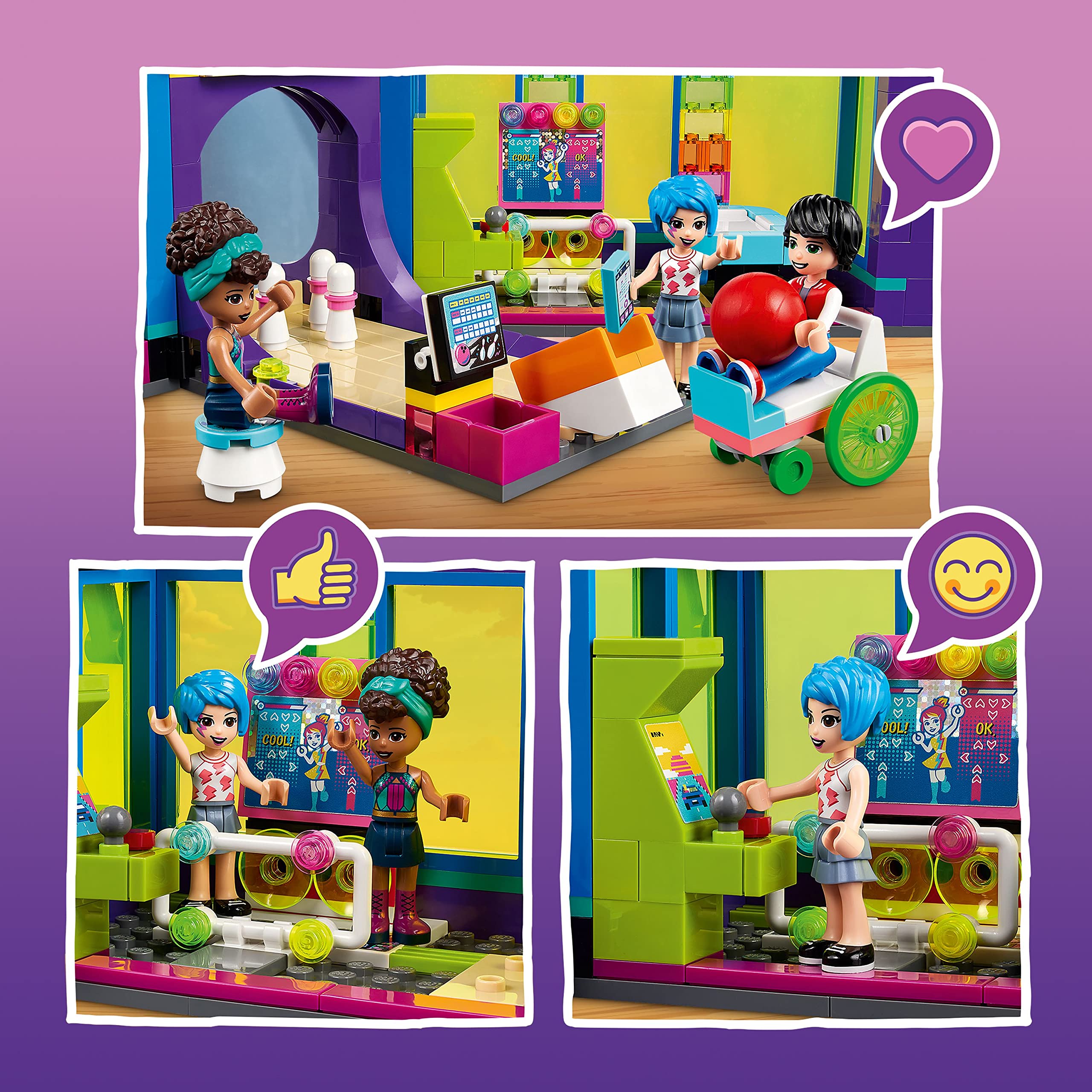 LEGO Friends Roller Disco Arcade Building Set 41708 with Andrea Mini-Doll - Creative Toy Bowling Game for Kids Ages 7+ | Perfect Birthday Gift for Girls & Boys | Fun Playset for Indoor Play, Family Game Nights & STEM Learning Activities