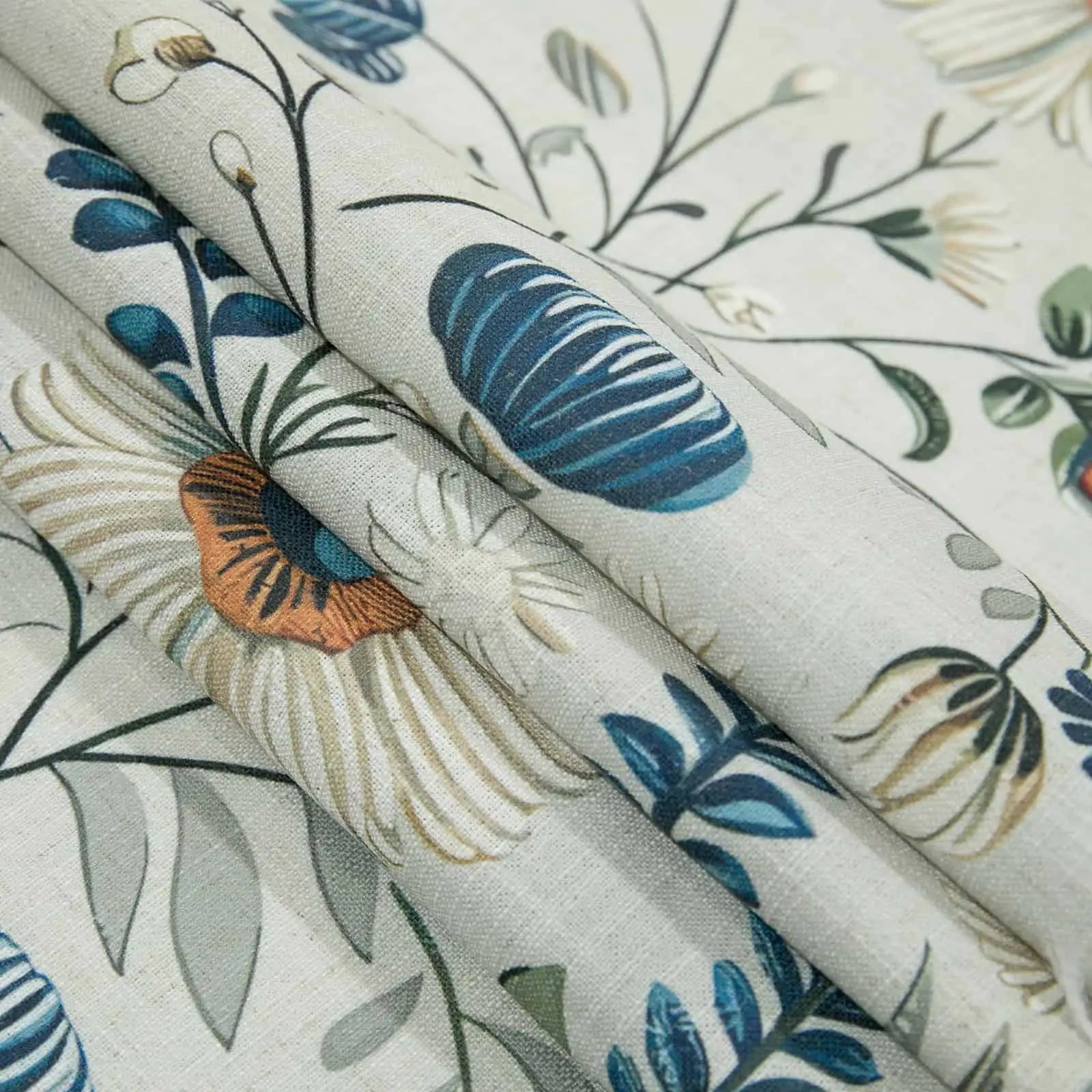 Bohemian Botanical Pleated Drapery Curtains - 52 Inch Width - Elegant Boho Home Decor for Living Room & Bedroom