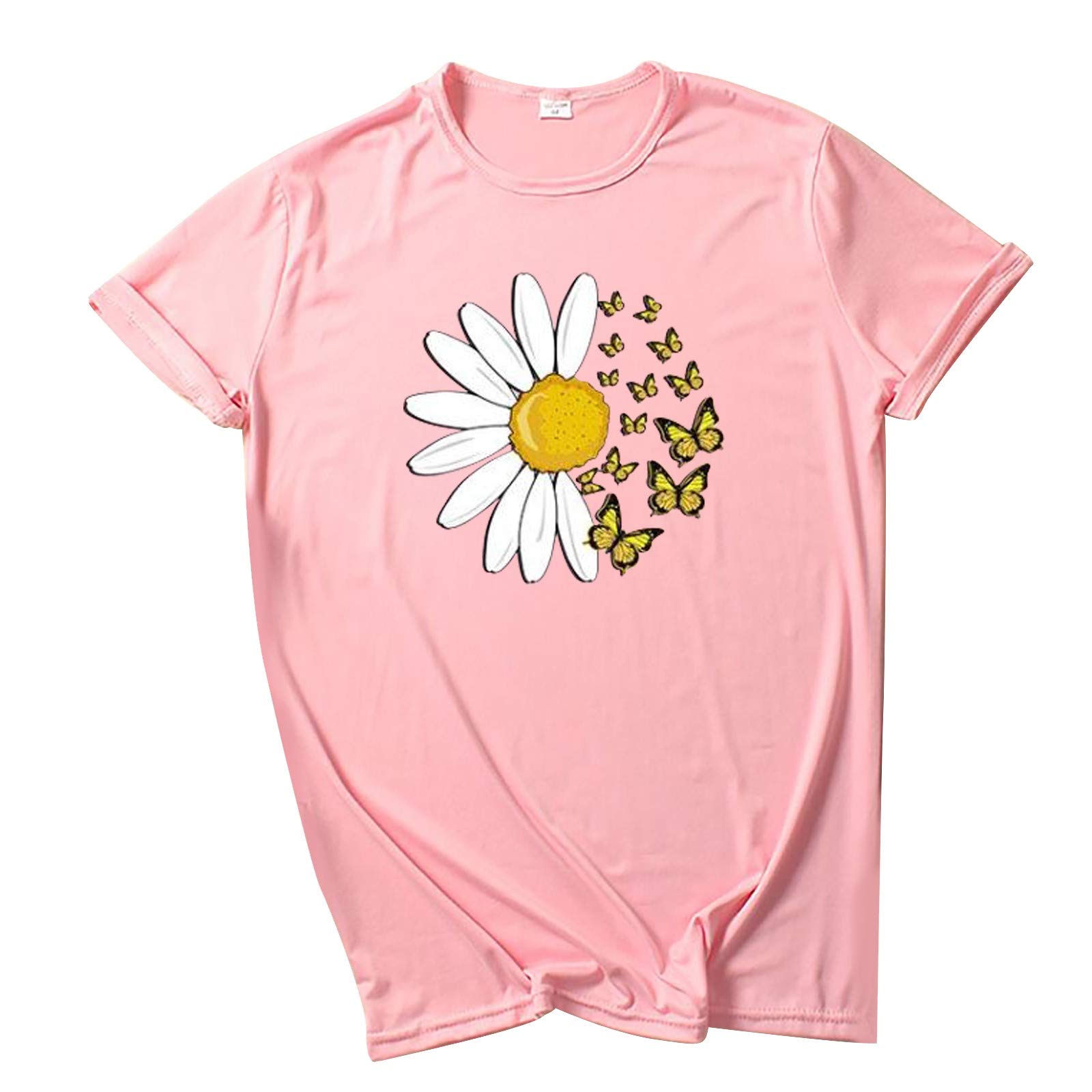 Women's Cropped Tank Tops - Fashion Casual Butterfly Floral Print Round Neck T-Shirt in Multiple Colors | Perfect for Summer Outfits, Beach Wear & Casual Street Style