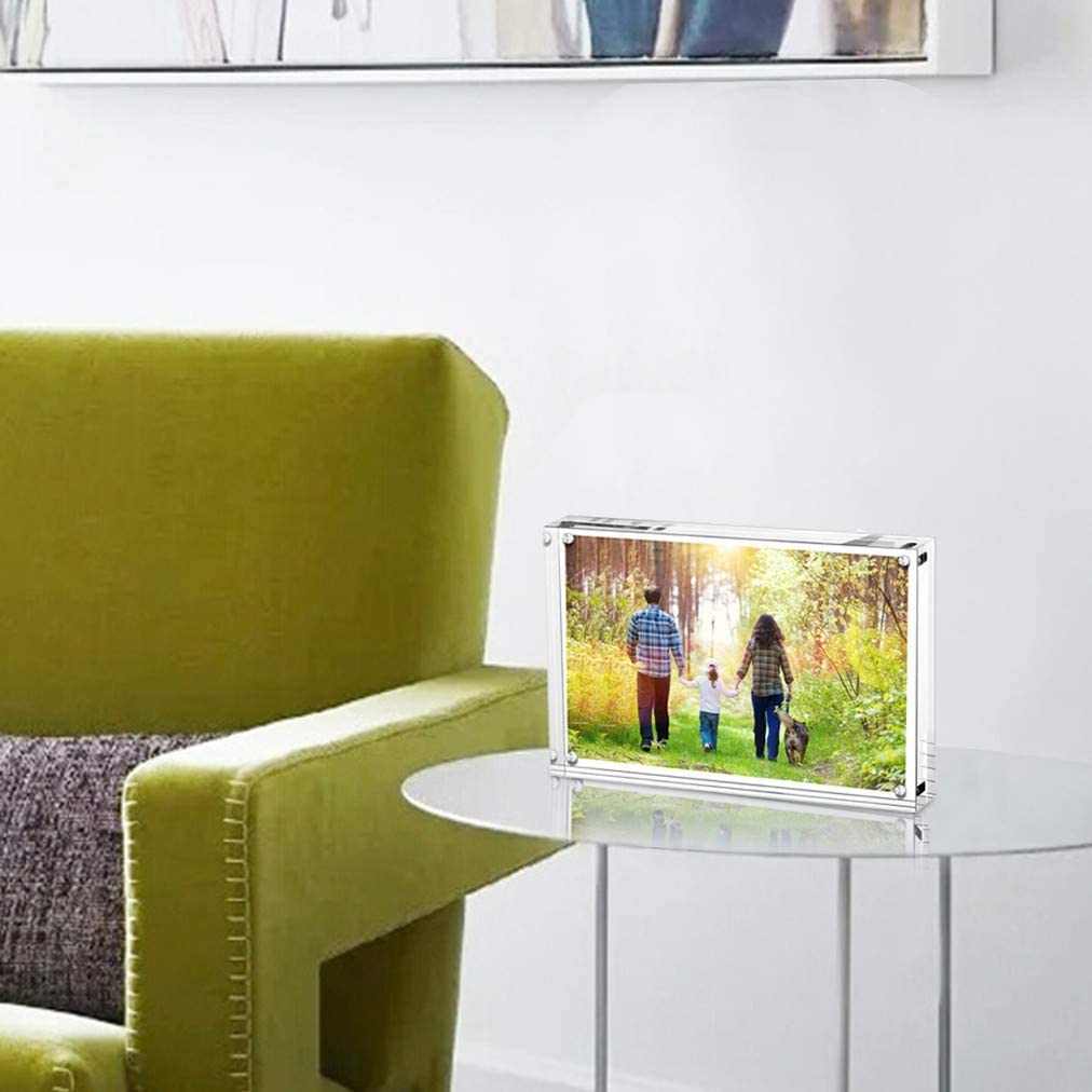 5x7 Acrylic Picture Frames 5 Pack - Clear Frameless Magnetic Photo Frames for Wall & Tabletop Display, Double-Sided Transparent Desktop Frames for Home Office Decor, Wedding Photos & Family Memories (5 Pack)