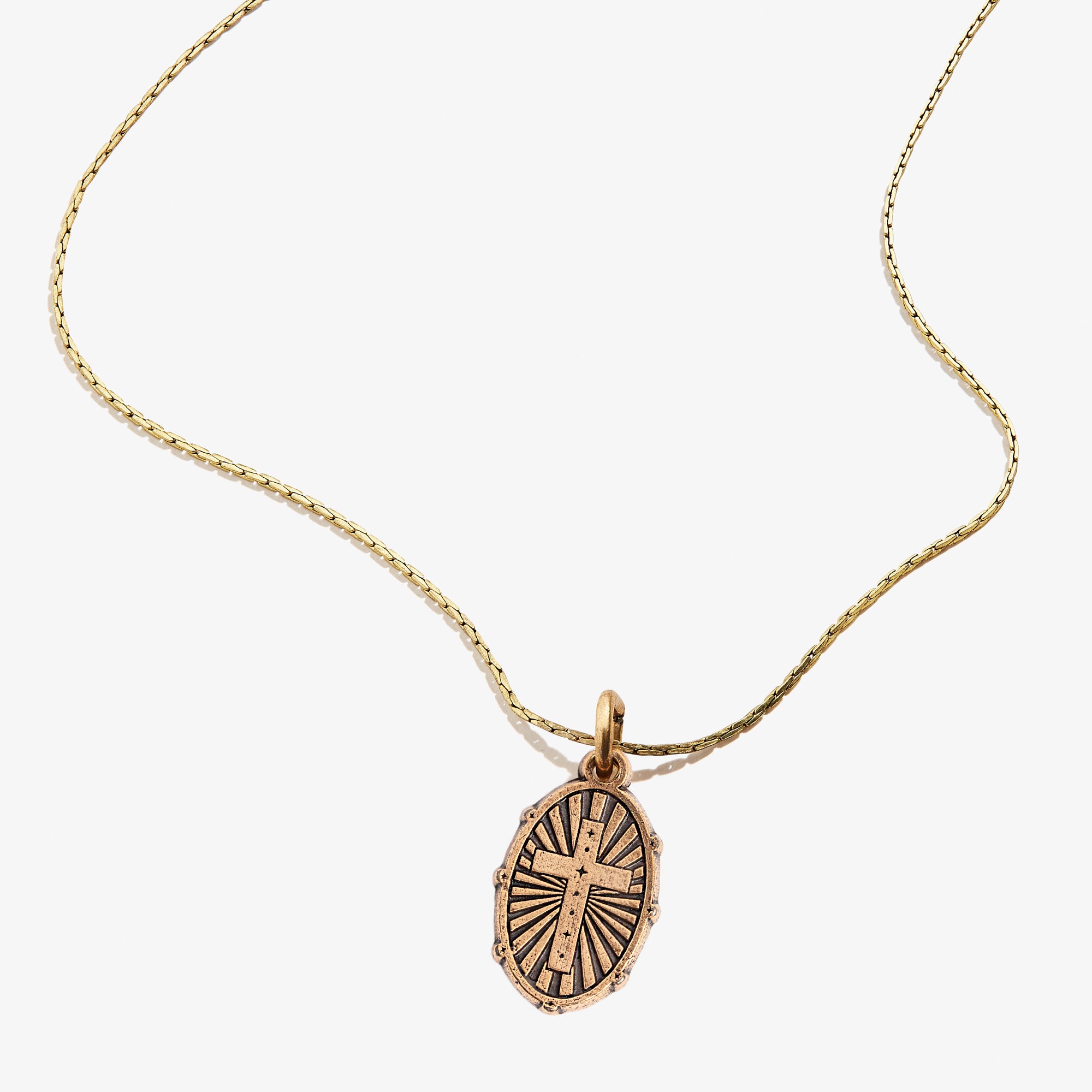 Elegant Cross Embossed Charm Necklace for Women - Religious Jewelry Gift for Baptism, Confirmation & Everyday Wear