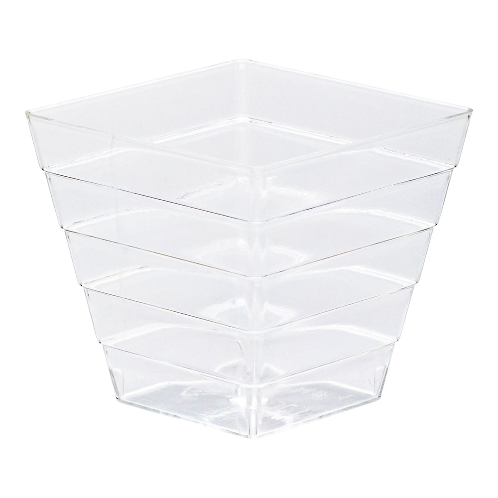 100 Pack 2 oz Square Clear Plastic Mini Apothecary Cups with 100 Silver Plastic Mini Forks - Perfect for Wedding Favors, Party Desserts, Candy Buffets & Baby Showers
