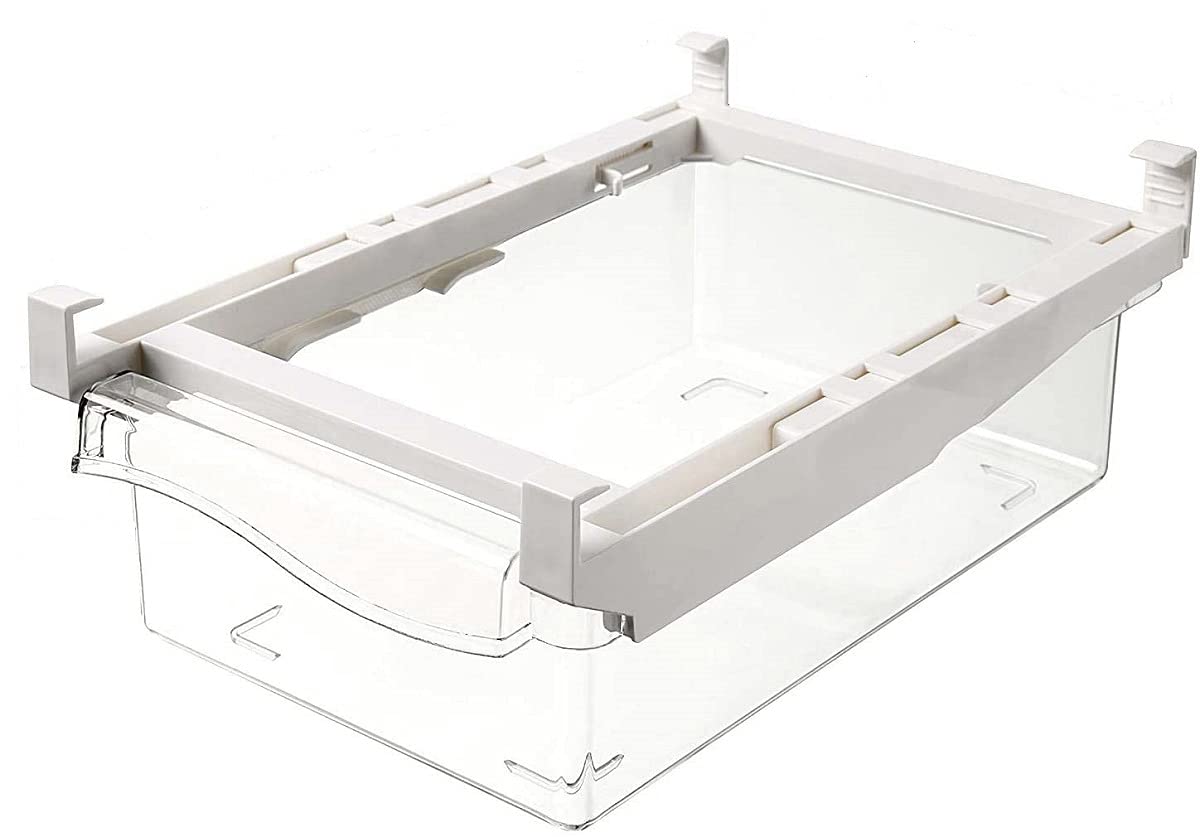 Refrigerator Pull Out Bin Organizer - Clear Fridge Drawer Storage Box for Food, Under 0.6