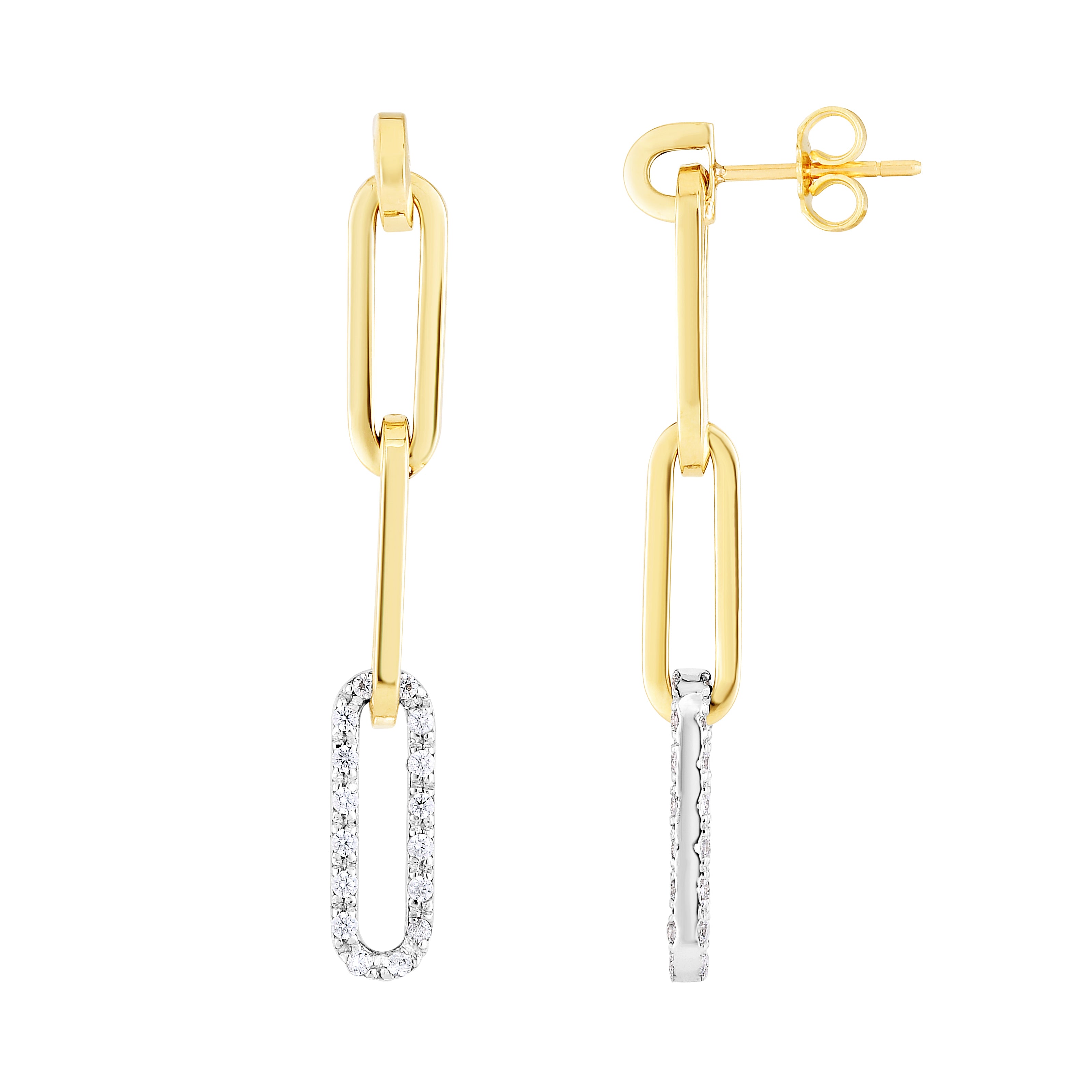 14K Gold 0.64ct Diamond Paperclip Link Earrings for Women - Elegant Dangle Earrings for Wedding, Party & Everyday Wear