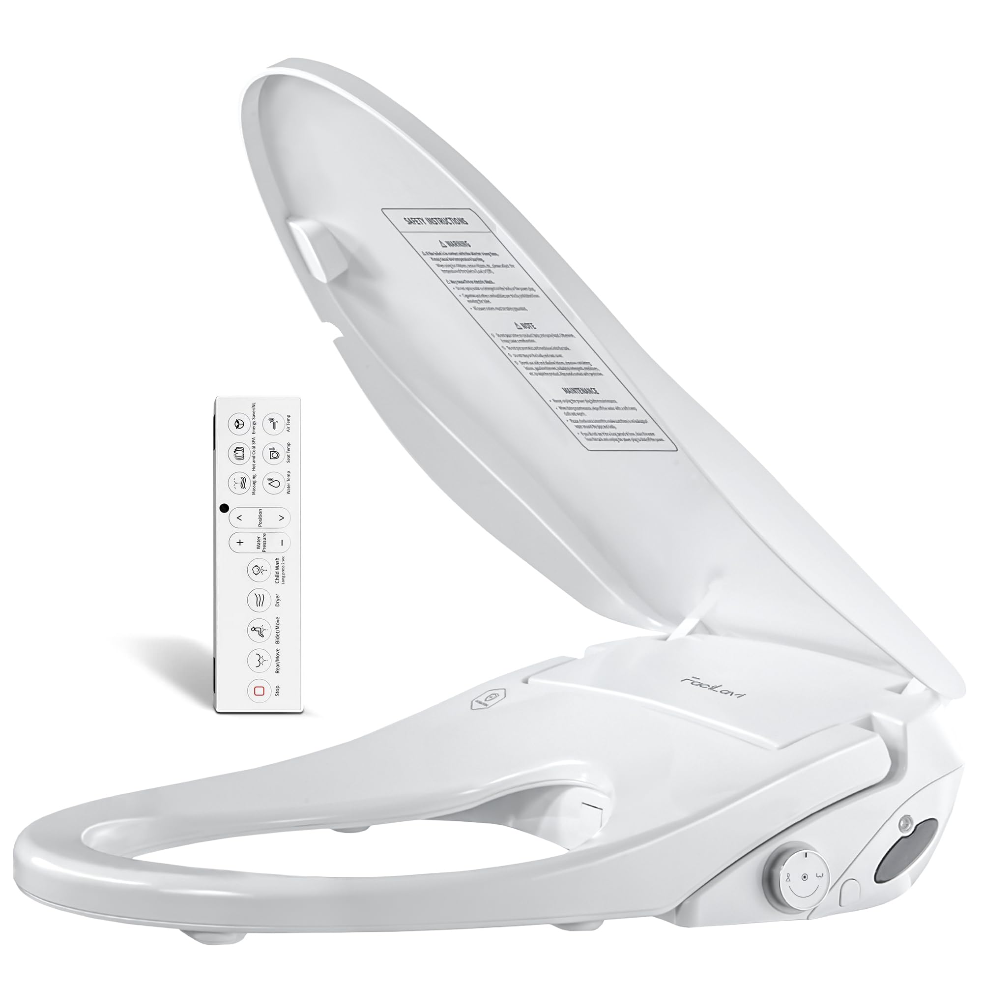 Smart Bidet Toilet Seat with Wireless Remote & Side Panel - Adjustable Heated Seat, Warm Water, Air Dryer & LED Nightlight | Multiple Spray Modes, Pre-Wetting & Pressure Control | Perfect for Modern Bathrooms & Elderly-Friendly Homes