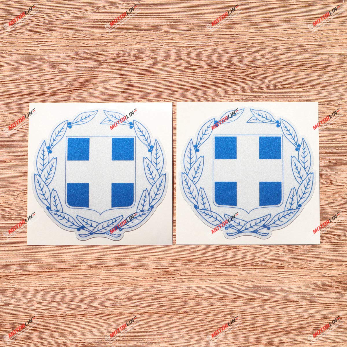 Greek Coat of Arms Vinyl Decal Sticker - 2 Pack Reflective, 4 Inches - Waterproof Car, Boat, Laptop, Cup Stickers - Perfect for Vehicles, Electronics & Drinkware Decoration