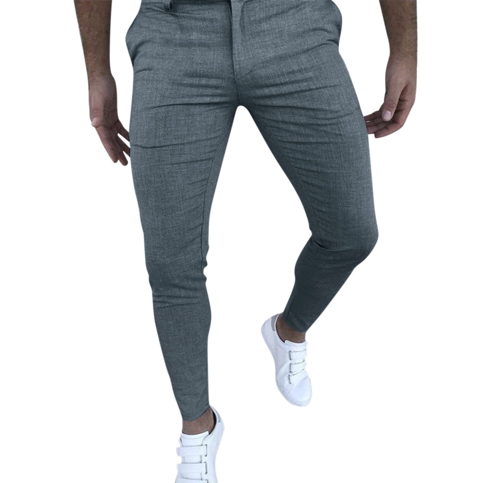 Men's Slim Fit Stretch Dress Pants - Business Formal Suit Trousers with Vintage Print for Office, Interviews & Special Occasions