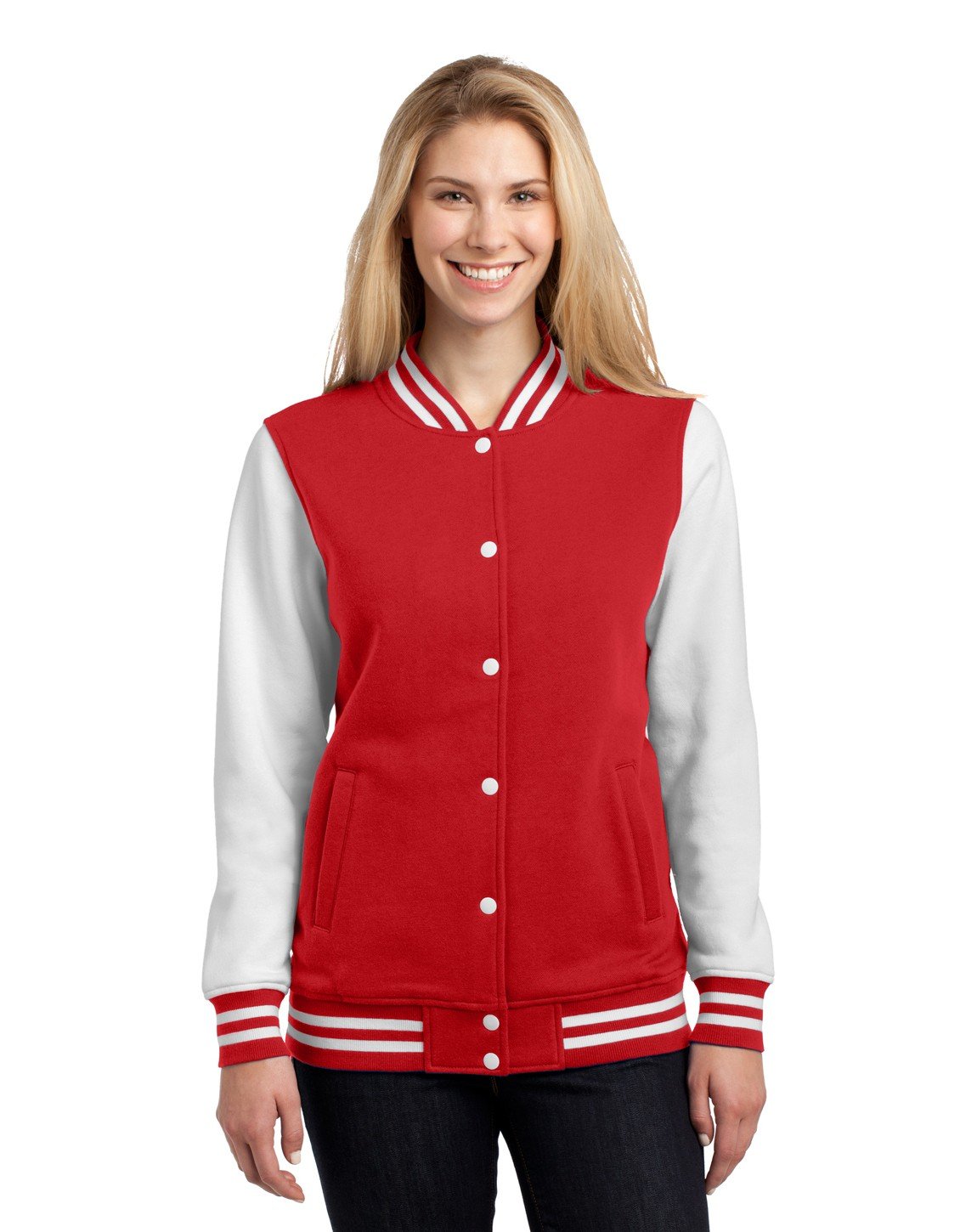 Sport Tek Women's Fleece Letterman Jacket - Soft & Comfortable Varsity Style for Casual Wear, Outdoor Activities & School Spirit
