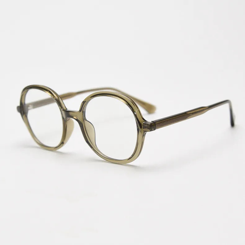 CCspace Unisex Full Rim Large Round TR90 Titanium Eyeglasses Frame 56945 - Lightweight & Durable Glasses for Work, Reading & Fashion