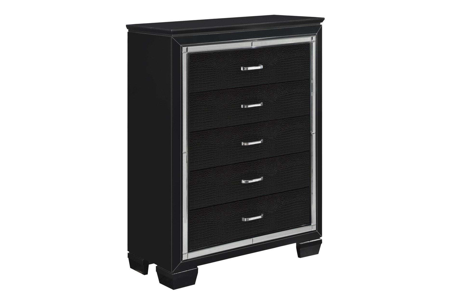 Allura Black Bedroom Collection - Modern Luxury Bedroom Furniture Set for Master Bedroom & Guest Room Decor | Includes Bed Frame, Nightstands & Dresser