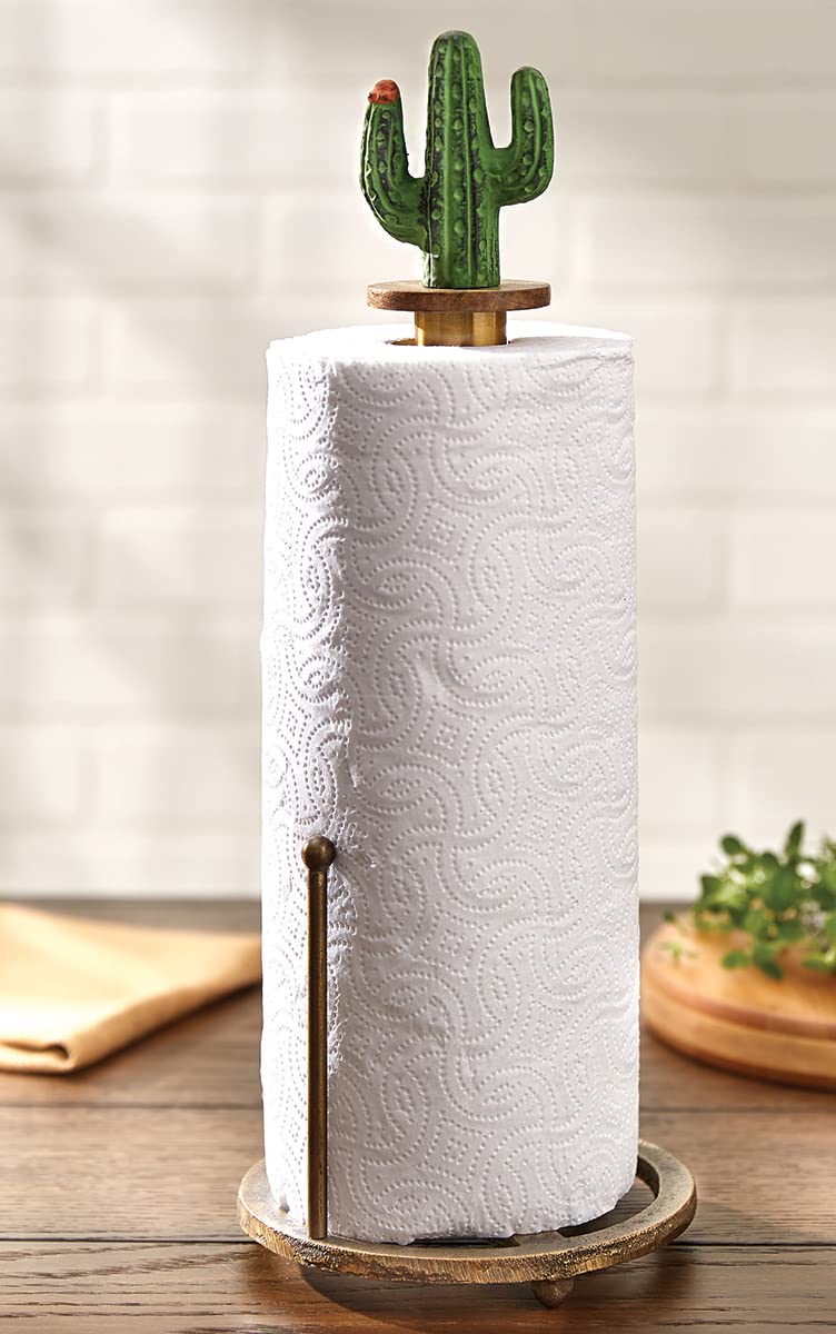 BLACK FOREST DECOR Saguaro Cactus Paper Towel Holder - Modern Kitchen Organizer for Countertop, Bathroom, or Office Decor