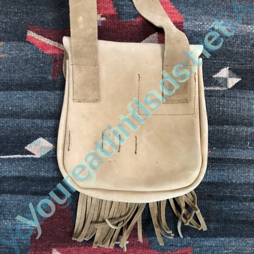 Vintage Handmade Rustic Tan Leather Fringed Crossbody Bag - Boho Chic Purse for Women, Perfect for Music Festivals & Everyday Use
