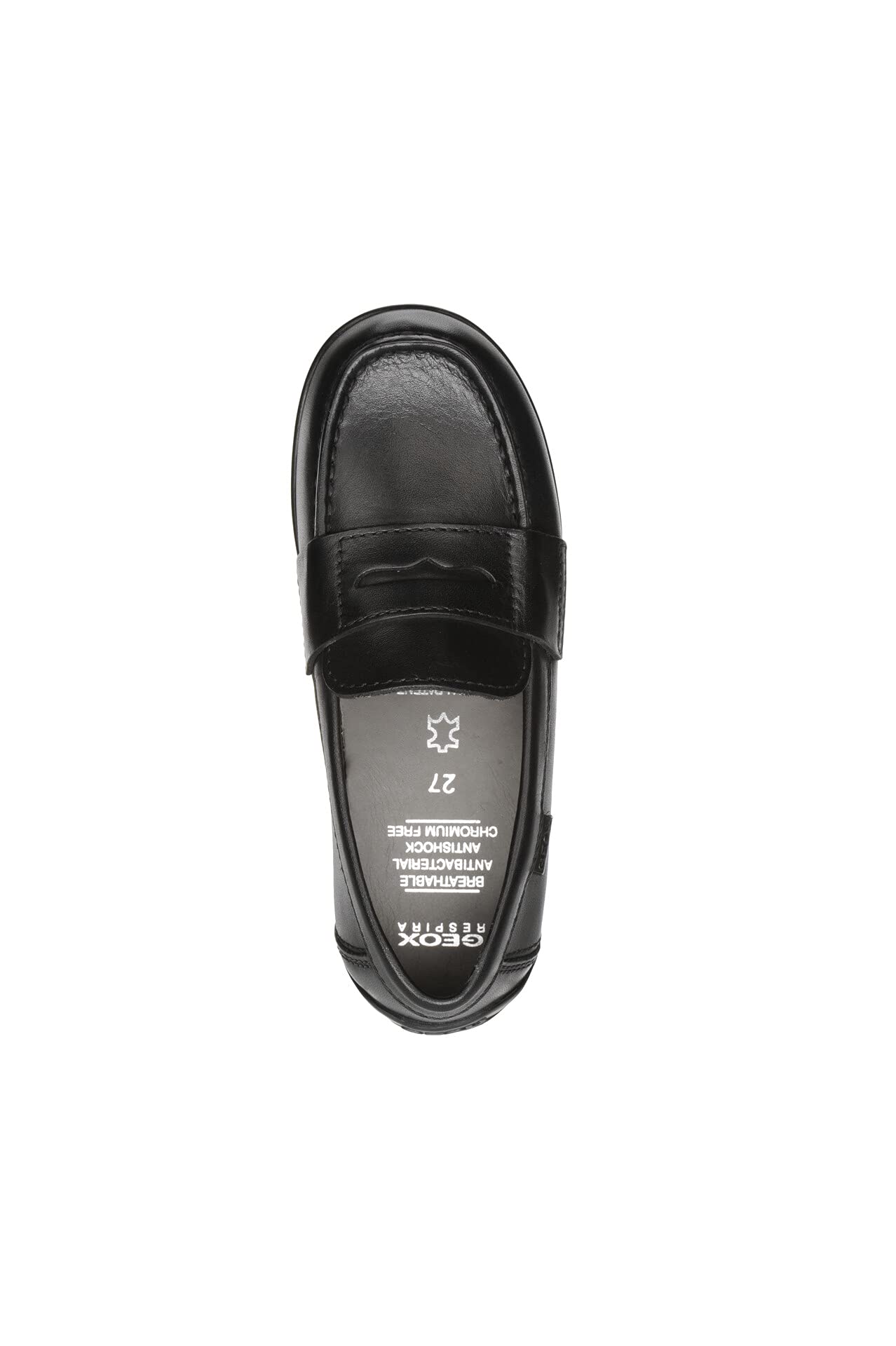 Geox New Fast BOY 1 Moccasin Shoes for Boys - Black Leather Slip-On Loafers Size 39 EU (6 US) - Comfortable School & Casual Wear for Kids