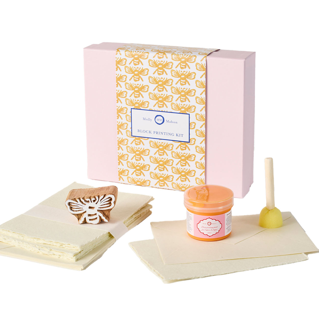 DIY Block Printing Kit with Bee & Turmeric Designs - Handmade Greeting Cards for Birthdays, Weddings & Holidays - Perfect for Crafting, Scrapbooking & DIY Gifts