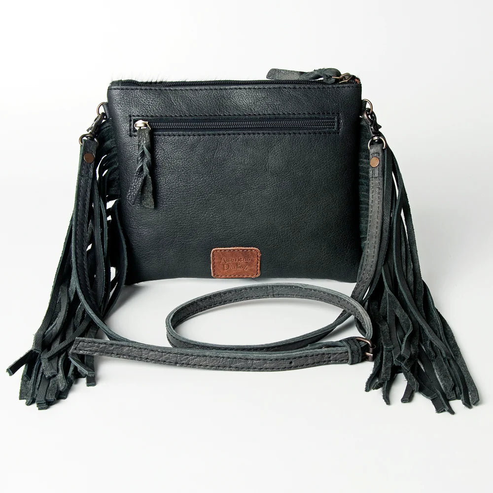 American Darling White & Black Acid Wash Fringe Purse - Stylish Crossbody Bag for Women, Perfect for Casual Outings & Night Events