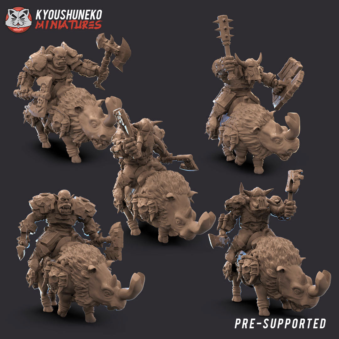 Black Orc Riders Miniature Set - 5 Detailed Fantasy Orc Warrior Figures for Tabletop RPG, Warhammer & D&D Games - Perfect for Battle Scenes, Army Building & Collectors