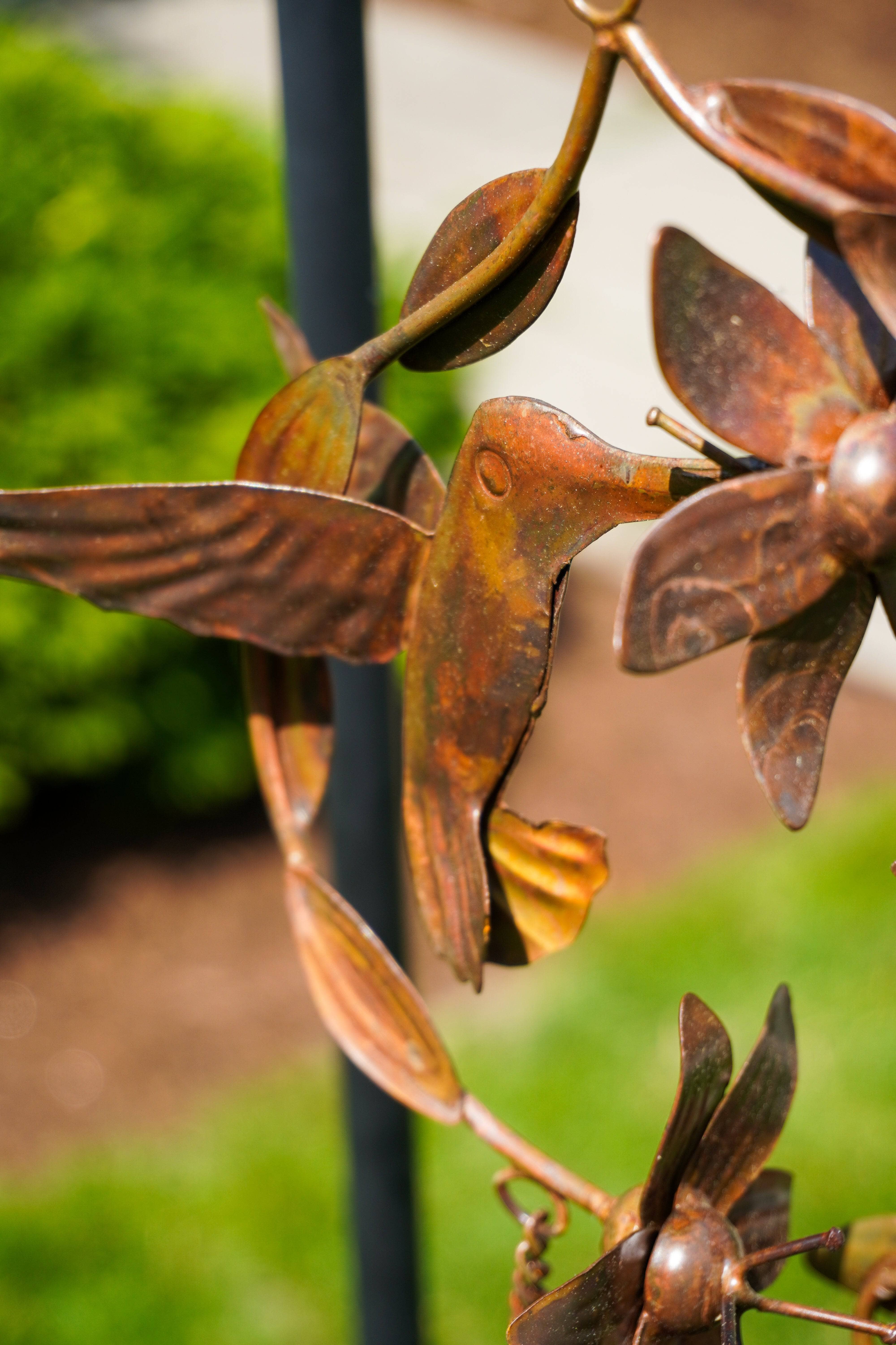 Beautiful Hummingbird & Floral Wind Chime - Handcrafted Metal Garden Decor for Outdoor Patio, Porch & Backyard - Soothing Wind Sounds for Relaxation