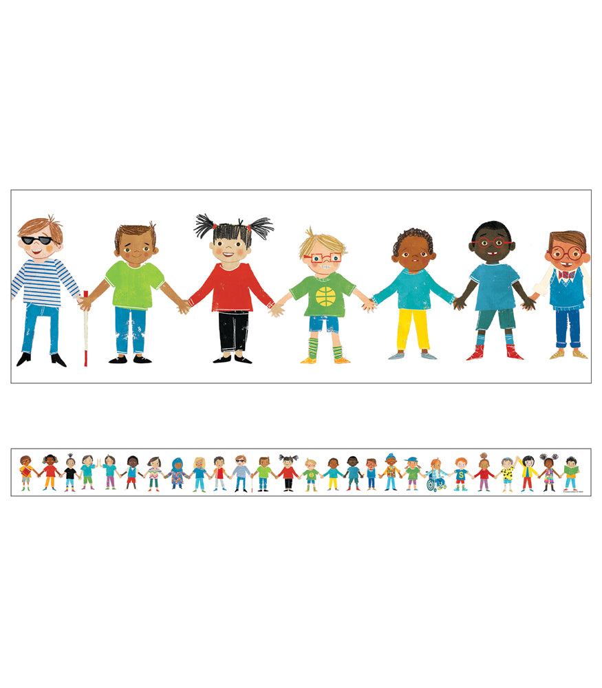 All Are Welcome Kids Straight Borders - Colorful Classroom Decor for Bulletin Boards & School Displays - Perfect for Inclusive Education & Diversity Themes