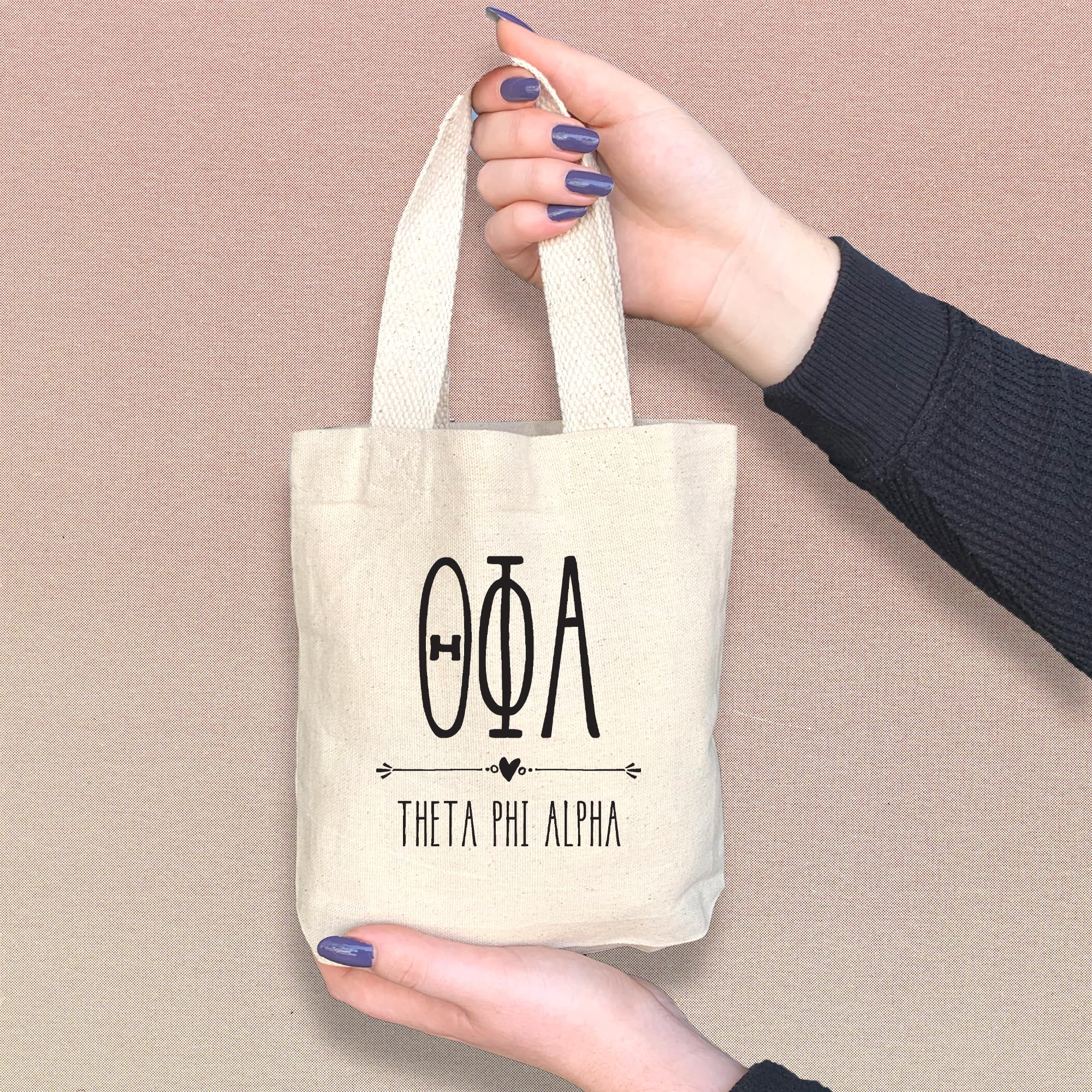 Greek Letter Sorority Mini Tote Bag - Personalized Sorority Gifts for Sisters - Small Goodie Bags for College Events, Rush Week & Sisterhood Activities