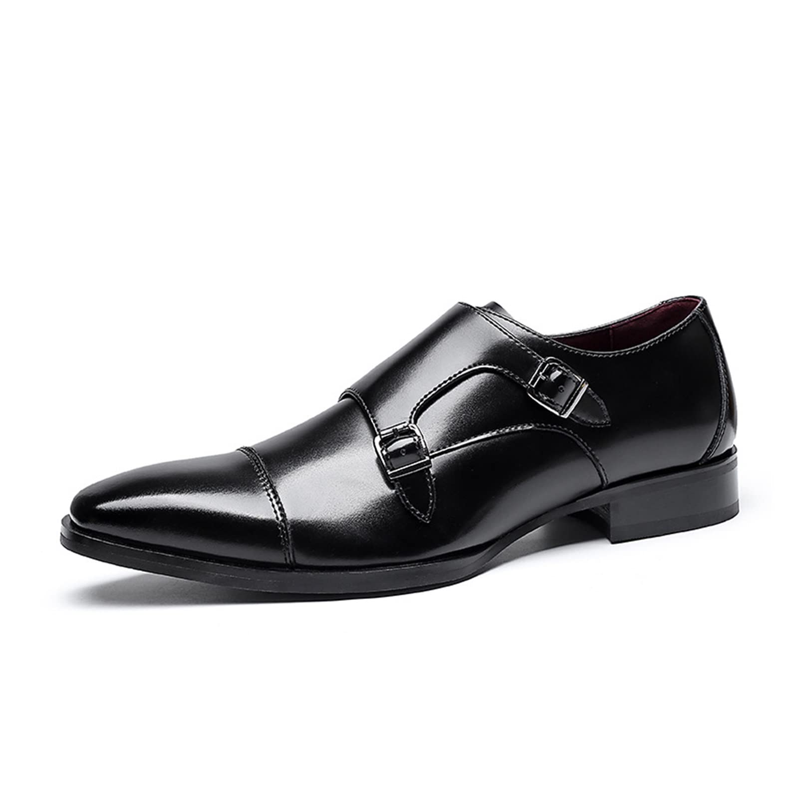 **Genuine Leather Double Buckle Monk Strap Dress Shoes for Men | Snake Print Cap Toe Italian Business & Casual Shoes | Perfect for Wedding, Office & Formal Events**