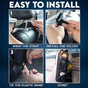 Car Seat Side Organizer - Hanging Storage Bag with Multi-Pockets & Mesh Phone Holder for Cars & Trucks | Perfect for Road Trips, Commuting & Family Travel (Blue)