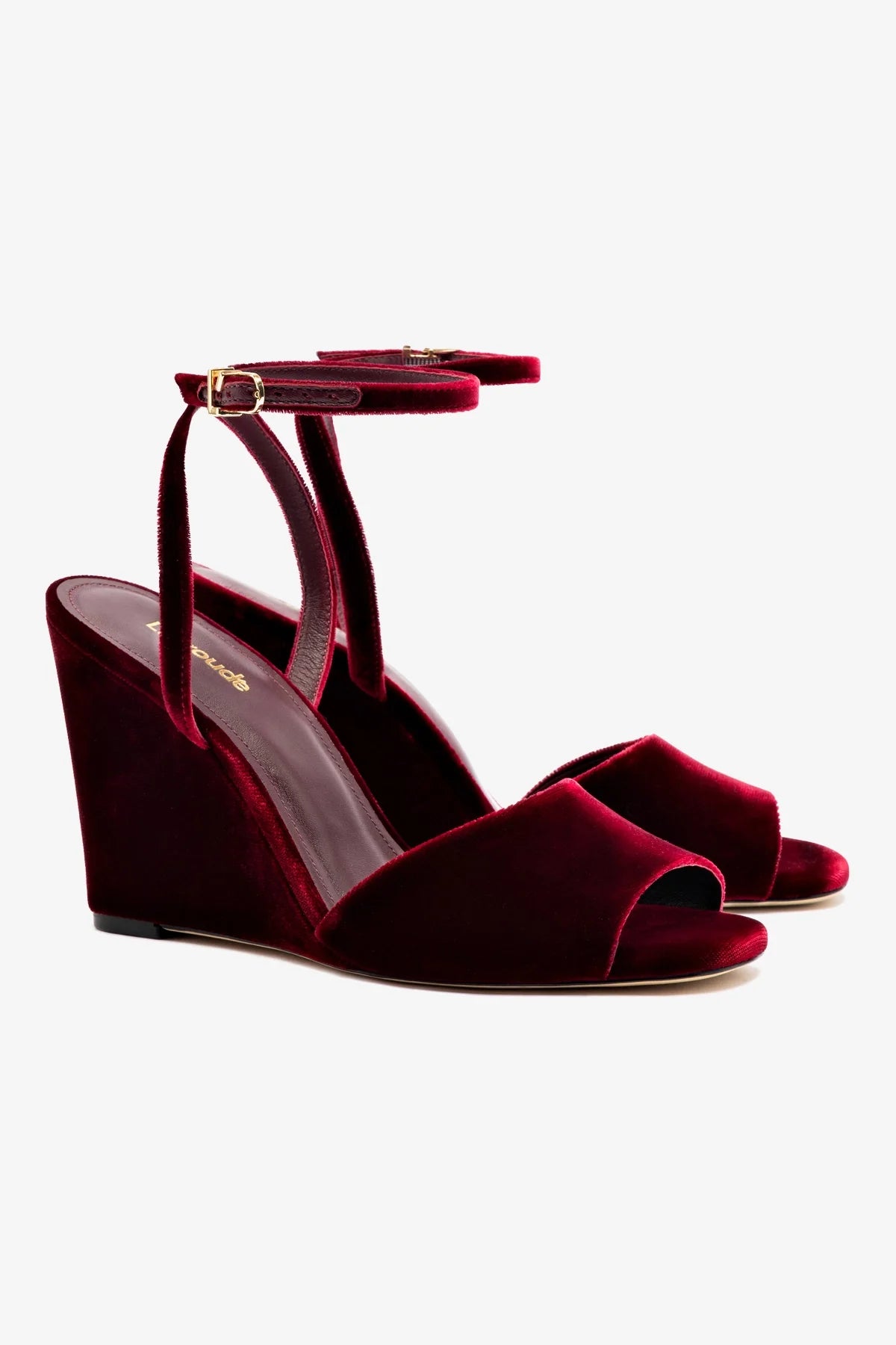 Yves Women's Velvet Wedge Heels in Wine Red - Comfortable & Stylish Shoes for Parties, Weddings & Evening Events