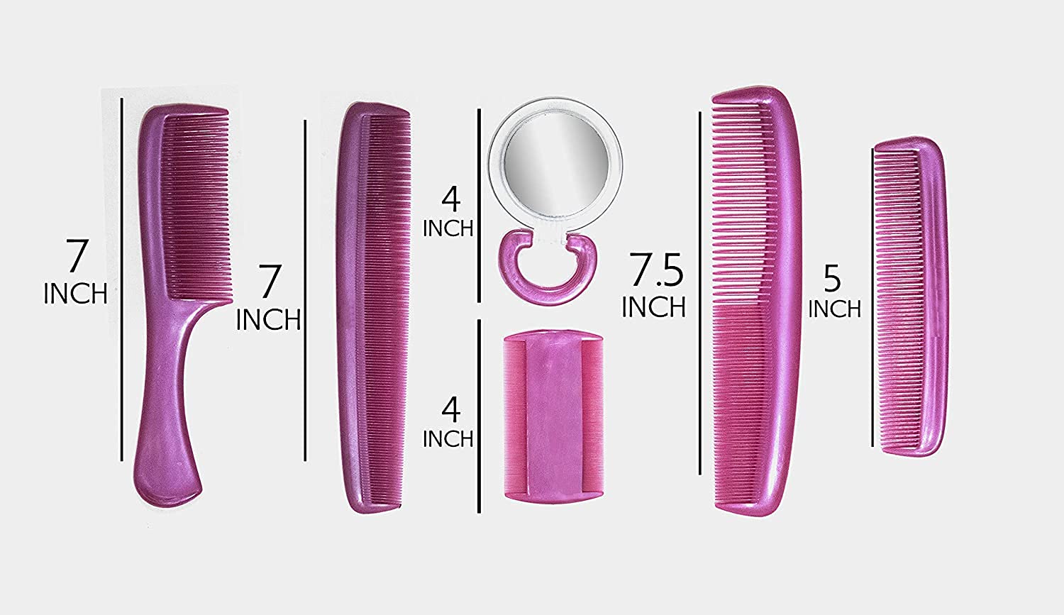 Baal Hair Styling Comb Set - 6 Pcs Professional Salon Combs for Women & Girls - Detangling, Styling & Blowout Tools for Curly, Straight & Thick Hair - Perfect for Home, Salon & Travel Use