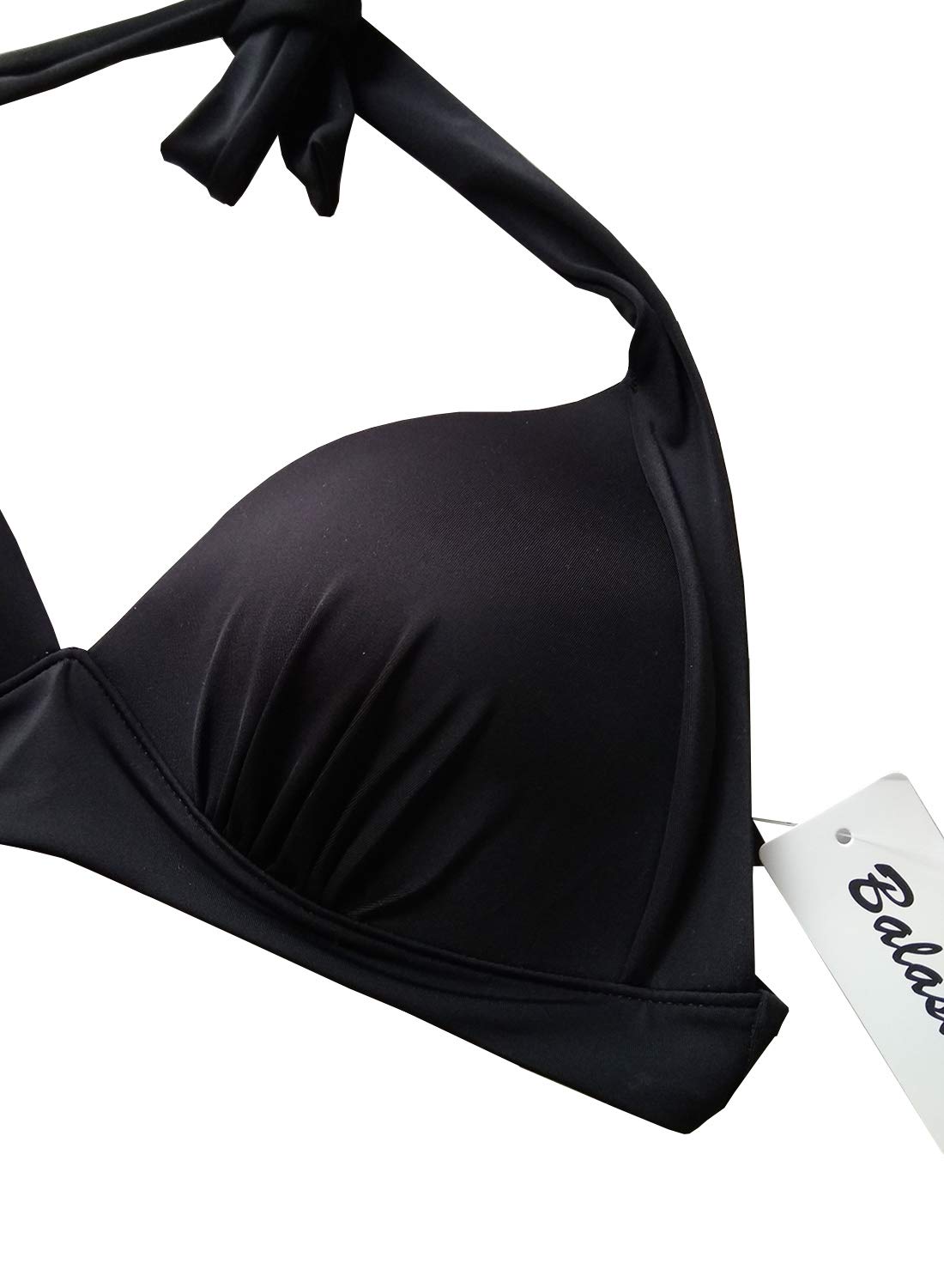 Balasami Women's Vintage 50s Halter Neck Tie Knot Back Soft Molded Padding Bikini Top Swimsuit Bathing Suit - Retro Beachwear for Pool Party & Summer Vacation