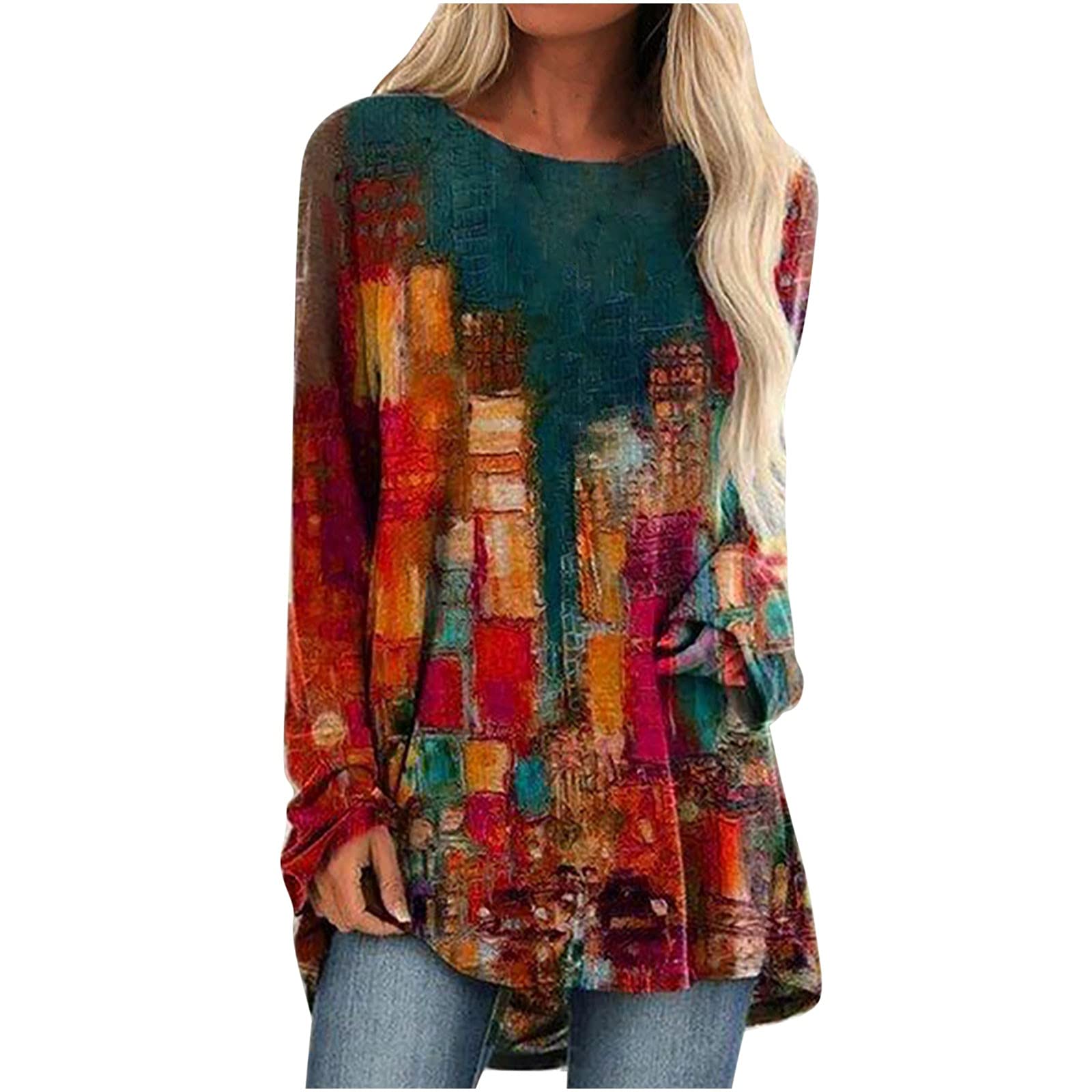 Women's Printed Long Sleeve Blouses - Casual Spring & Fall Shirt Tops for Work, Dating & Everyday Wear