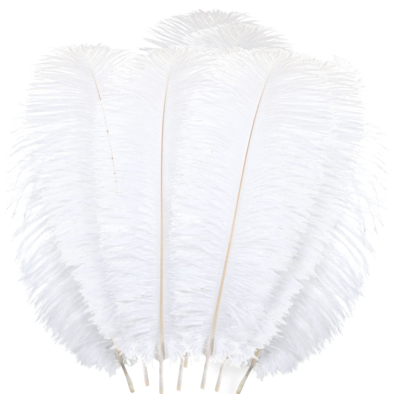 Janinka 20-Piece 16-18 Inch (40-45 cm) Large White Ostrich Feathers for Vase Crafts, DIY Decor, Wedding Centerpieces & Gatsby Party Decorations – Perfect for Home Décor, Event Styling, and Craft Projects