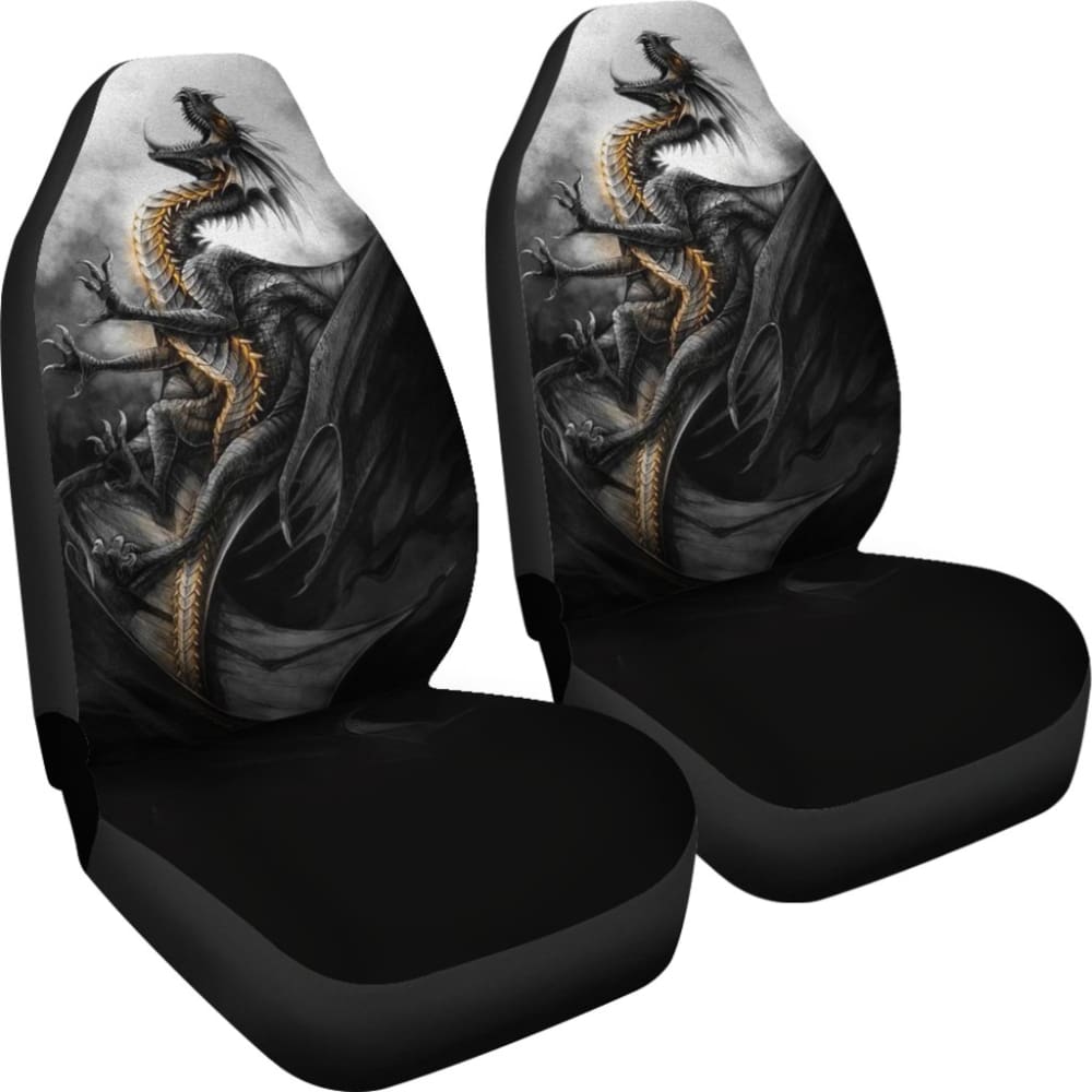 Premium Ancient Dragon Dark Lord Car Seat Covers - Universal Fit for Cars, SUVs & Trucks - Gothic Fantasy Interior Decor - Perfect for Gamers, Anime Fans & Dark Theme Enthusiasts