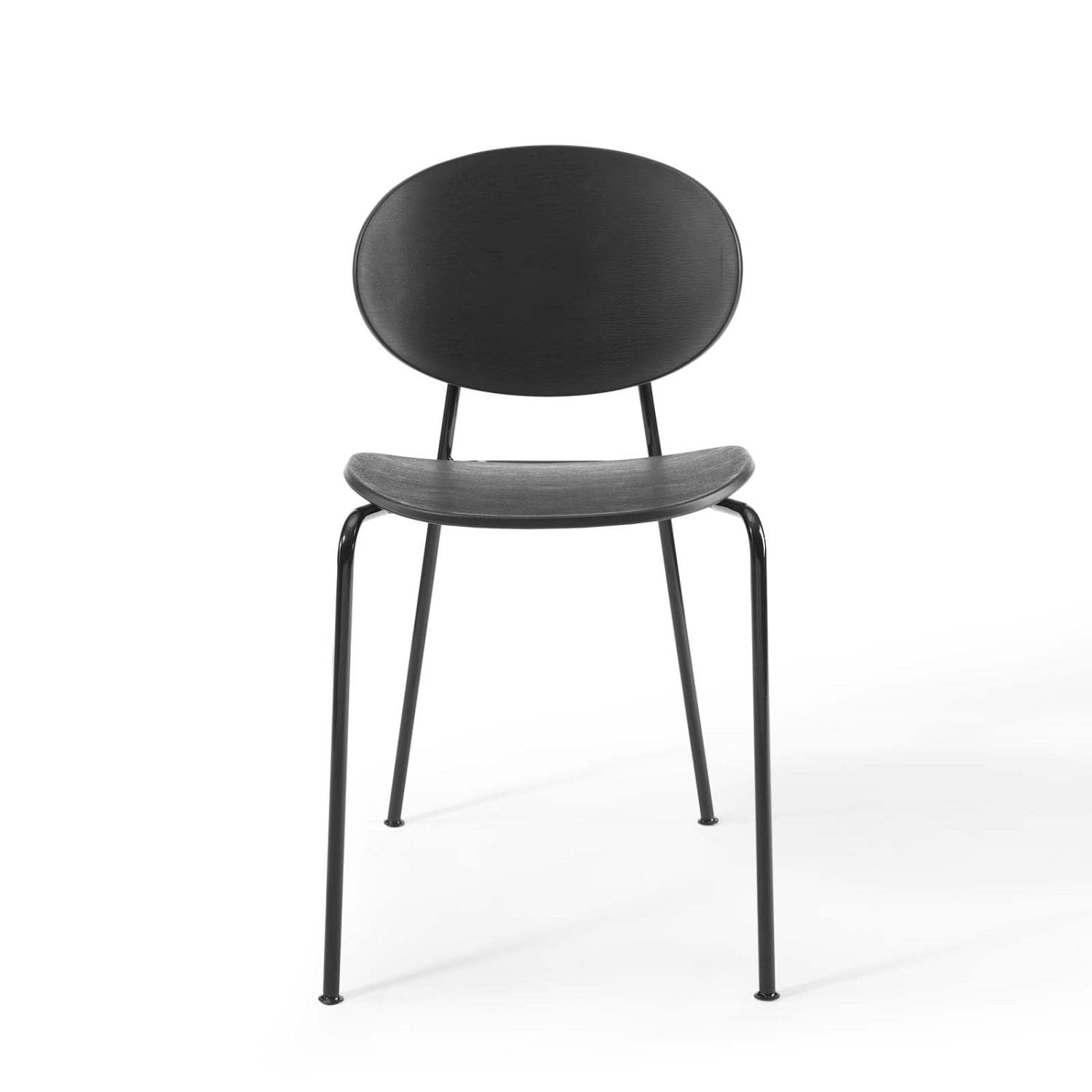 Modway Palette Modern Molded Plastic Dining Chairs Set of 2 - Black Contemporary Accent Chairs for Kitchen, Dining Room & Office - Fully Assembled Ready to Use