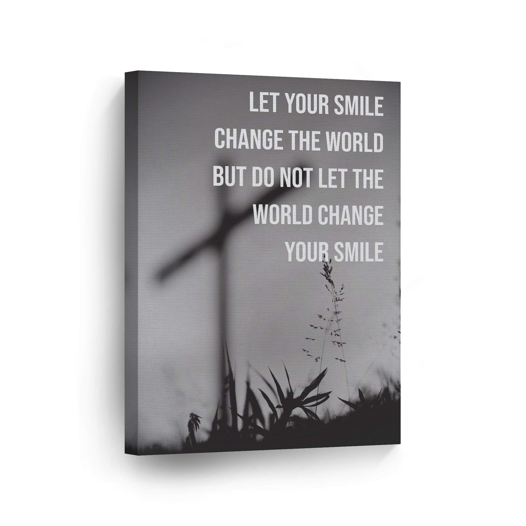 Smile Art Design Scripture Wall Art Canvas Print - Let Your Smile Change the World Bible Verse Christian Home Decor (40x30 Inches) - Perfect for Living Room, Bedroom, Church & Prayer Space - Ready to Hang Religious Gift