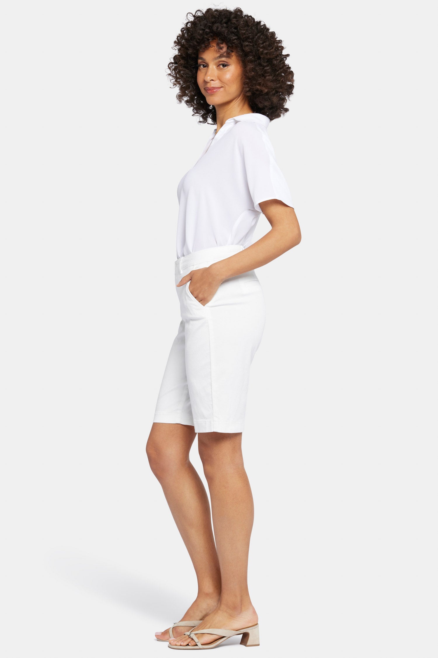 Men's Bermuda Shorts in Optic White - Comfortable Casual Summer Shorts for Beach, Travel & Outdoor Activities
