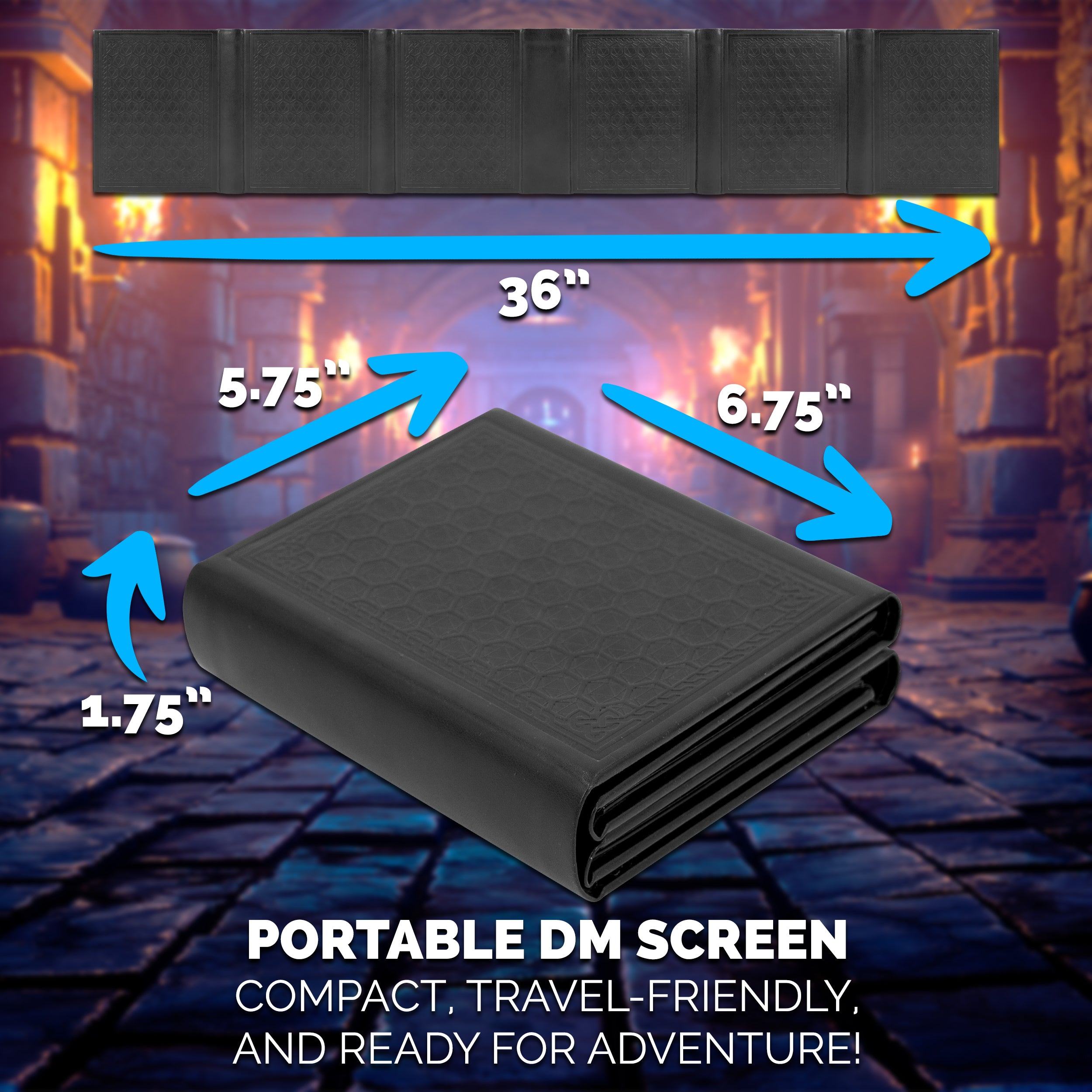 6-Panel Compact DM Screen - Faux Leather Dungeon Master Screen for D&D, RPG & Tabletop Games | Portable Game Master Tool for D&D 5e, Pathfinder & TTRPG Sessions