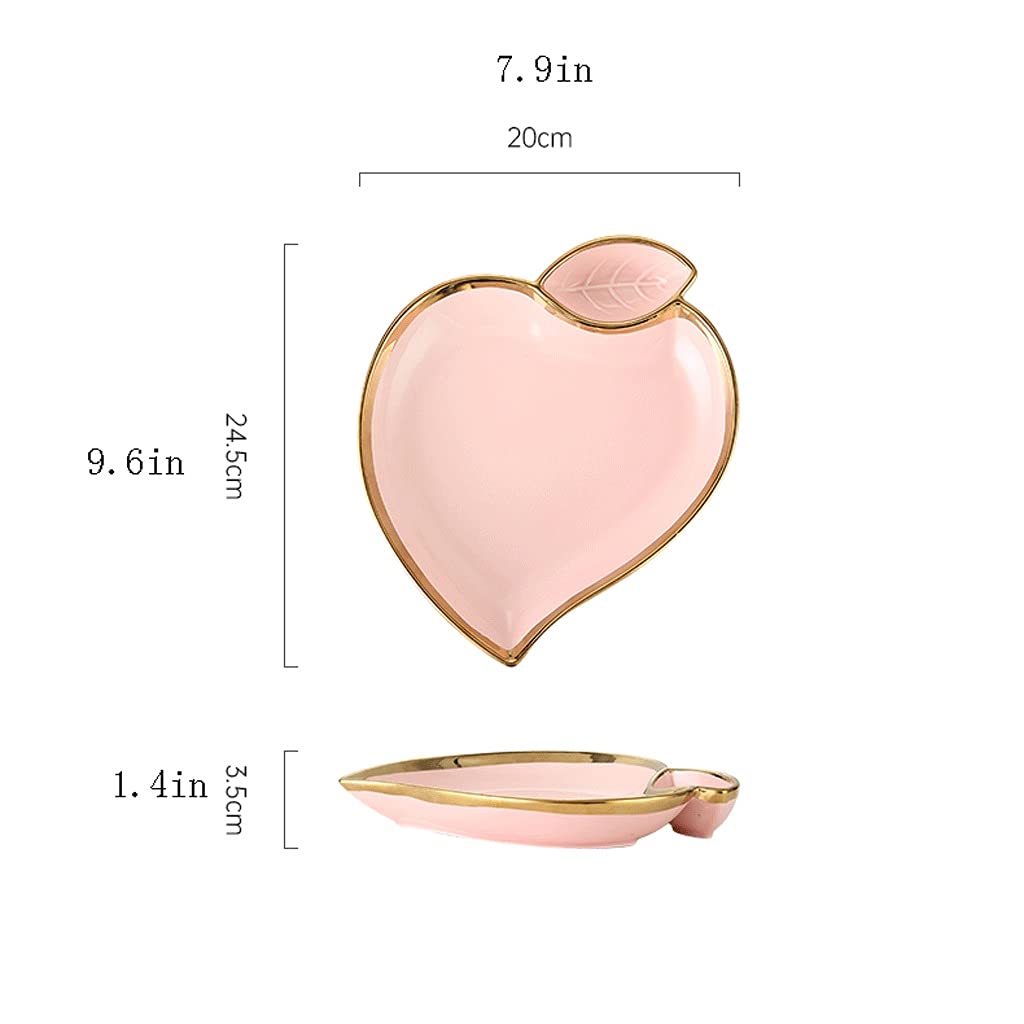 Pink Heart-Shaped Ceramic Dinner Plates Set of 4 - 20x24.5x3.5cm Kitchen Plates for Dips, Pasta, Dessert, Soup & Fruit - Perfect for Valentine's Day, Romantic Dinners & Gift Giving