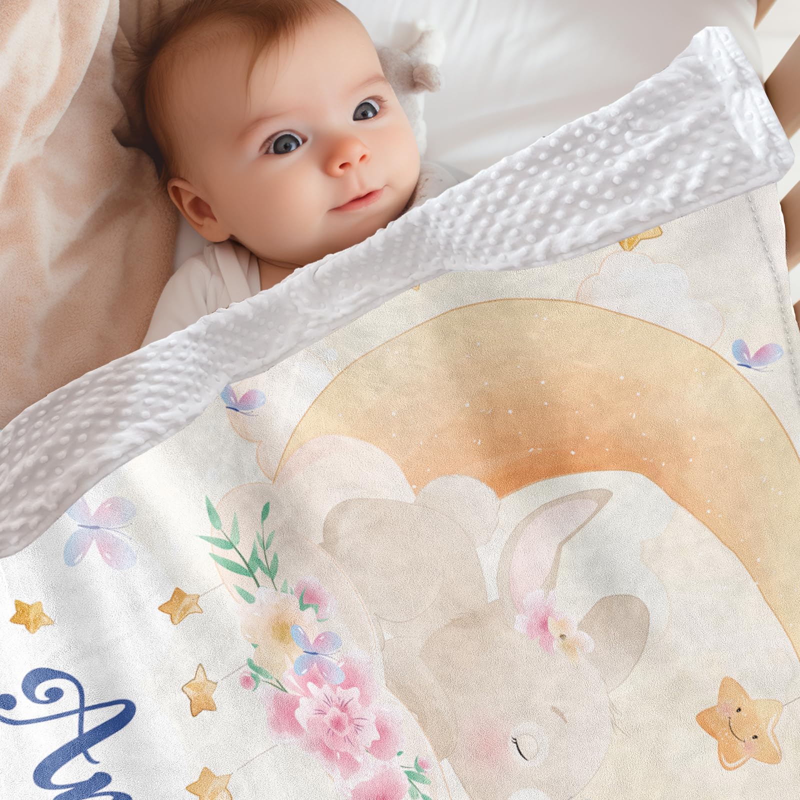 Personalized Baby Blanket with Name - Custom Swaddle & Receiving Blanket for Newborns, Infants, Girls & Boys - Soft Double Layer Flannel Toddler Blanket - Perfect Baby Shower Gift, Nursery Essential & Travel Blanket (47