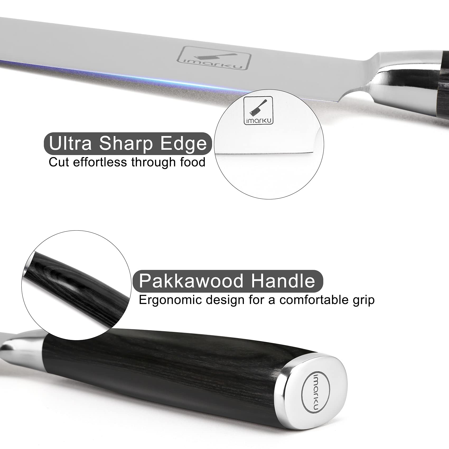 **Imarku 8 Inch Professional Japanese Chef Knife - Premium SUS440A Stainless Steel Sharp Kitchen Knife with Ergonomic Black Handle - Ideal for Slicing, Dicing & Chopping - Perfect Gift for Home Cooks & Culinary Enthusiasts**